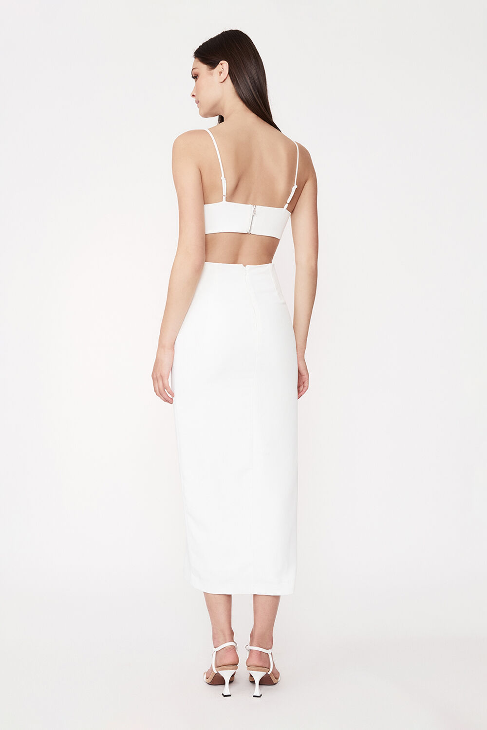 CUT OUT SLIT MIDI DRESS in colour CLOUD DANCER