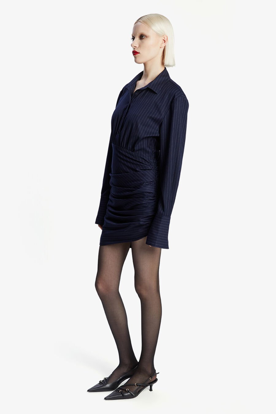 VIERA STRIPED SHIRT DRESS in colour Navy Stripe