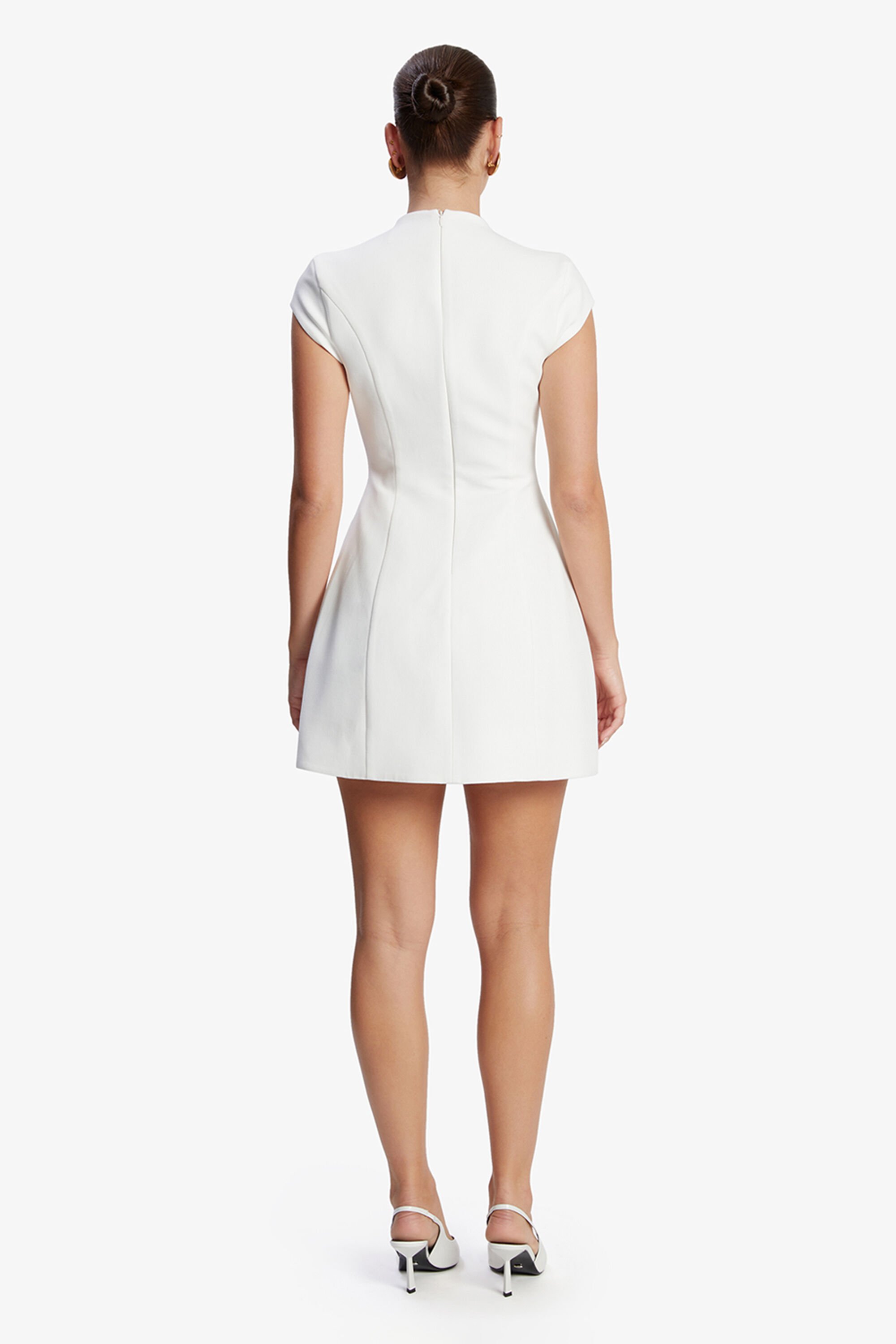 Delphi Hourglass Mini Dress In Orchid White Bardot
