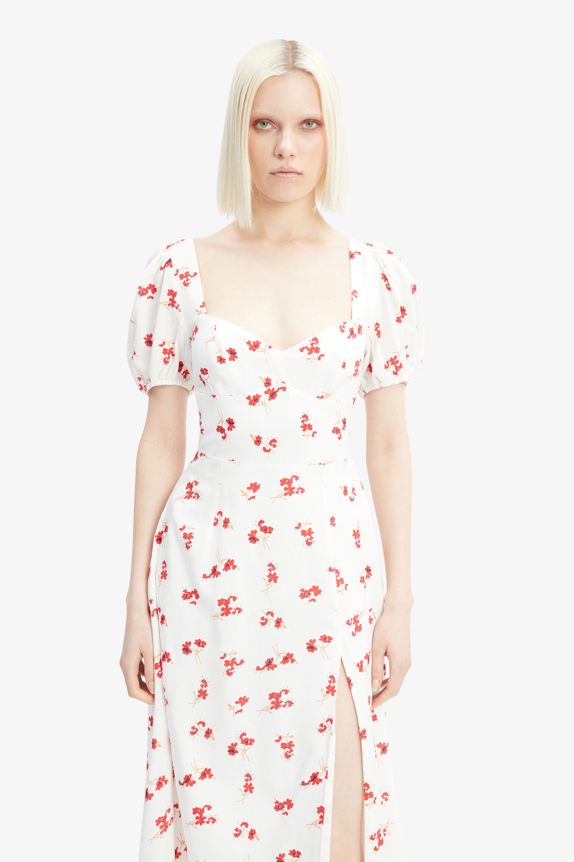 Gillian Midi Dress In Summer White Floral | Bardot