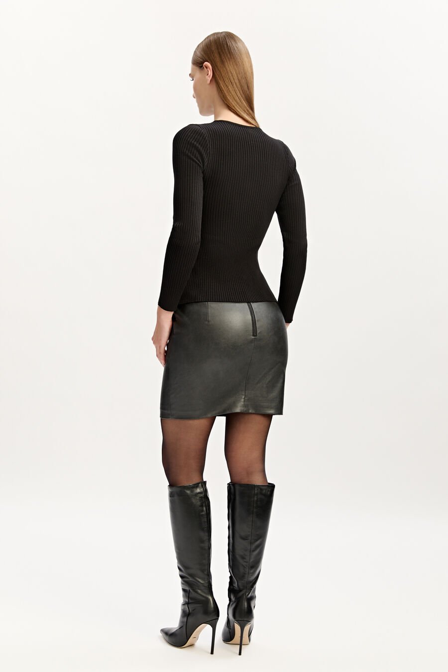 ALEXIS VEGAN LEATHER SKIRT in colour BLACK