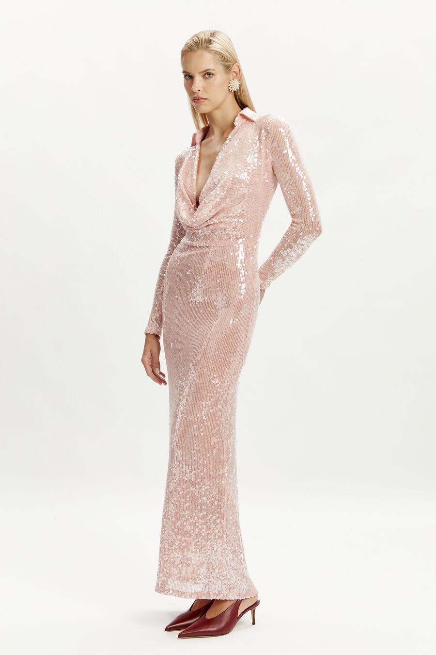 Lorel Sequin Mesh Midi Dress