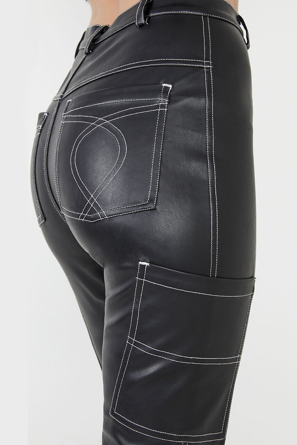 GIGI VEGAN LEATHER PANT in colour CAVIAR