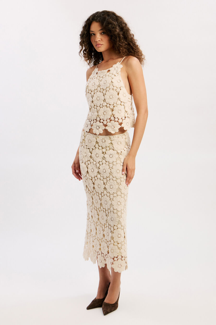 Veneta Crochet Midi Skirt