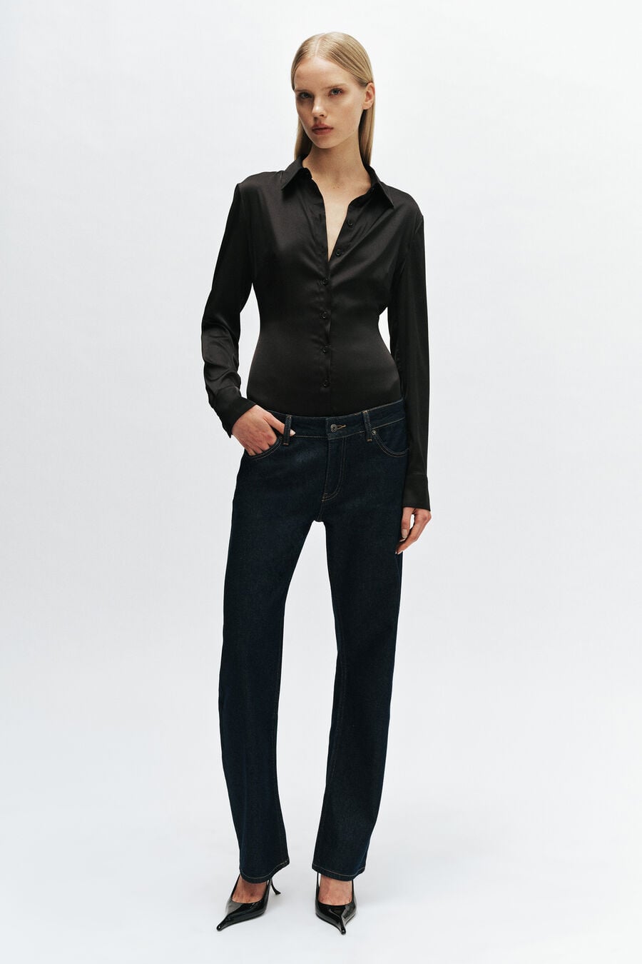 Trina Fitted Satin Shirt