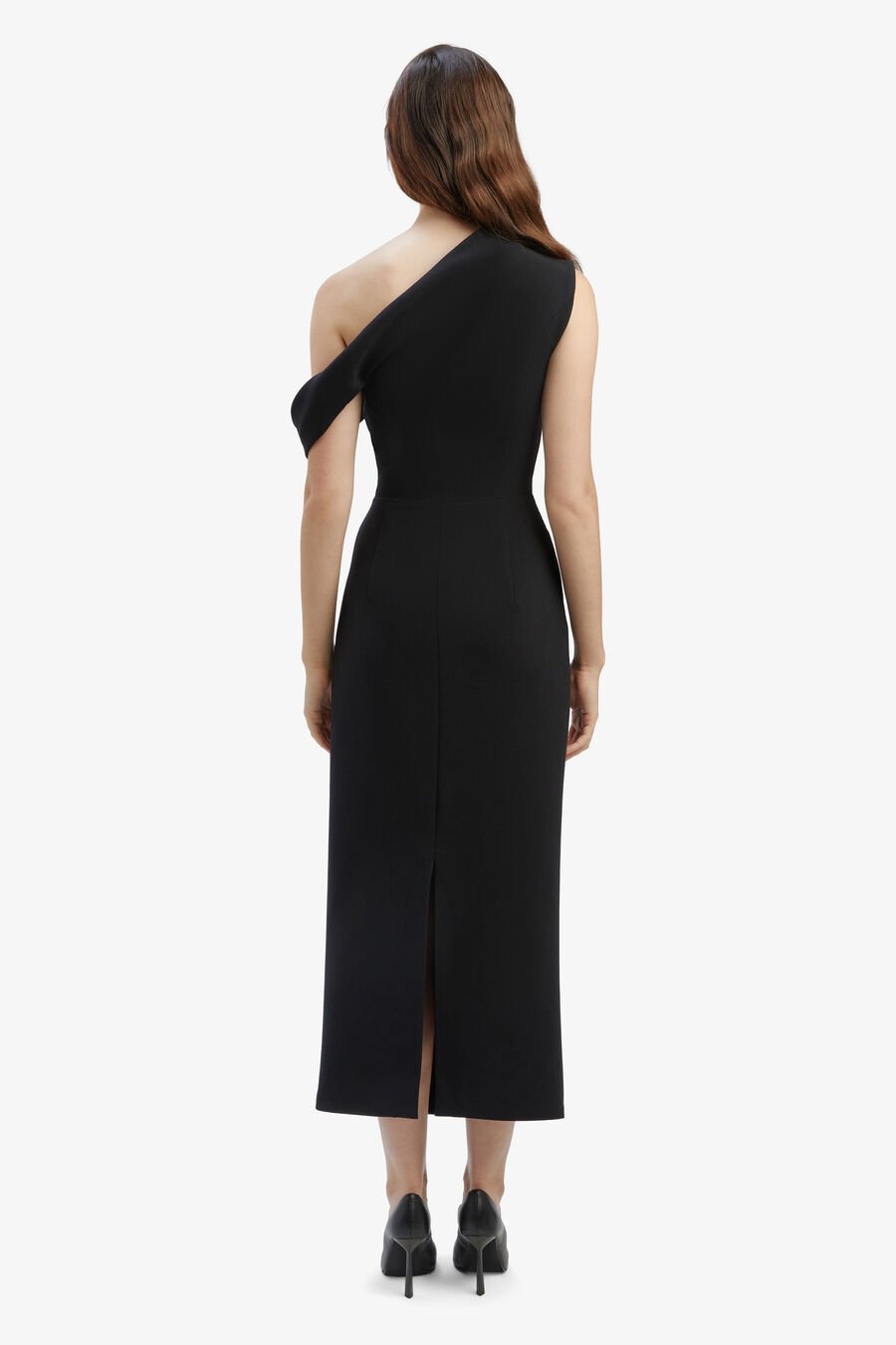 MAEVE ASYMMETRIC MIDI DRESS in colour BLACK