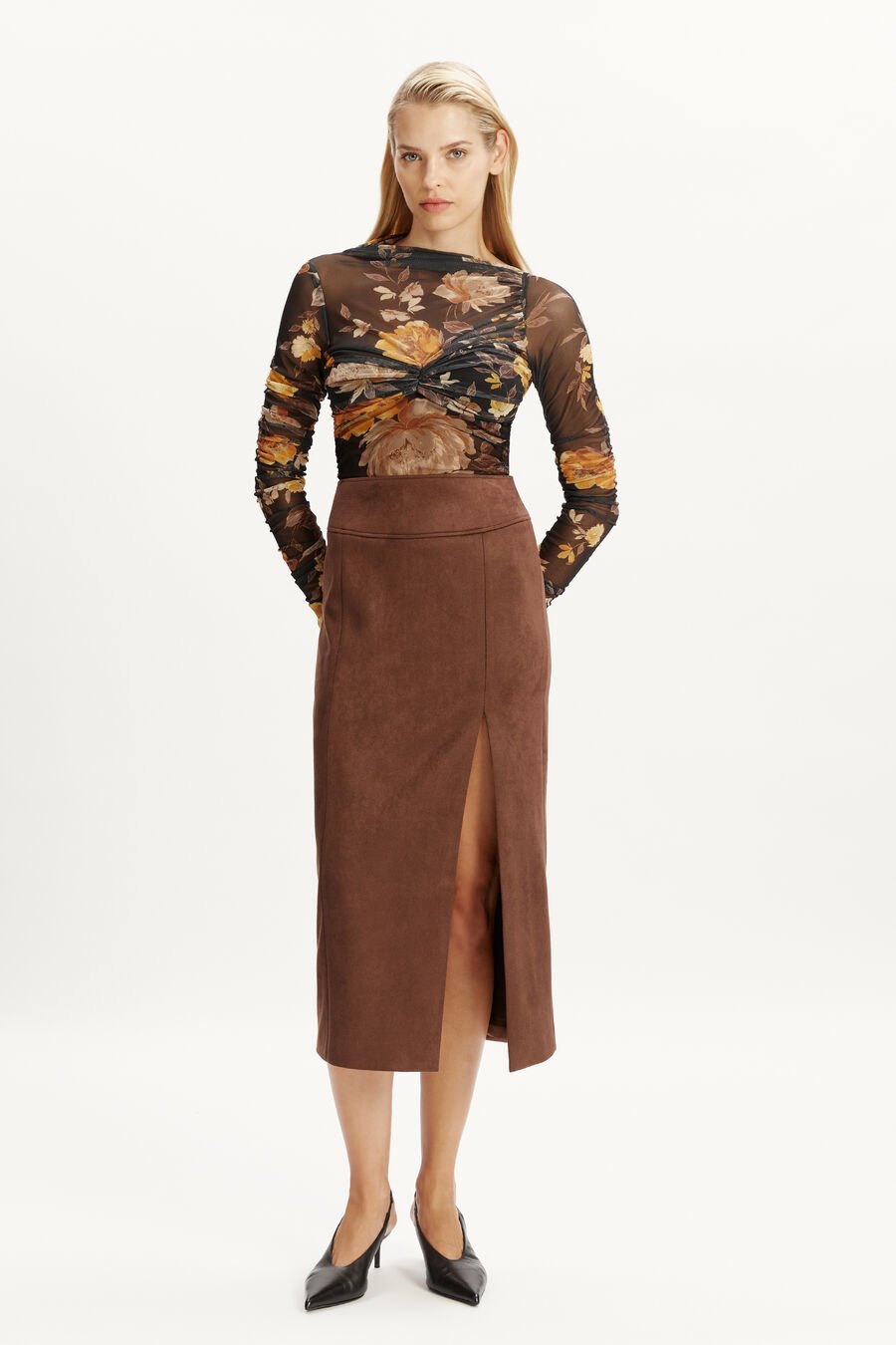 ALTHEA MESH BODYSUIT in colour BLACK FL