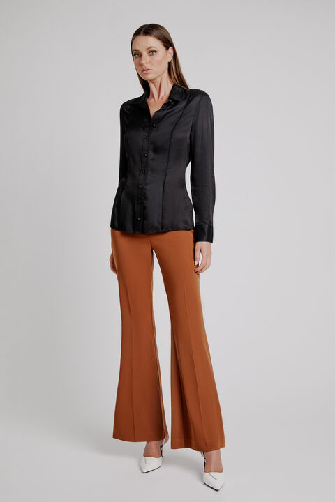 FITTED SATIN SHIRT in colour CAVIAR