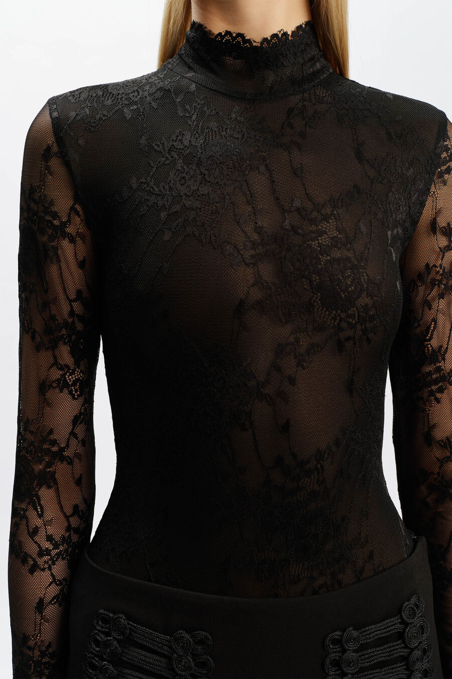 AUREL STRETCH LACE BODYSUIT in colour Black