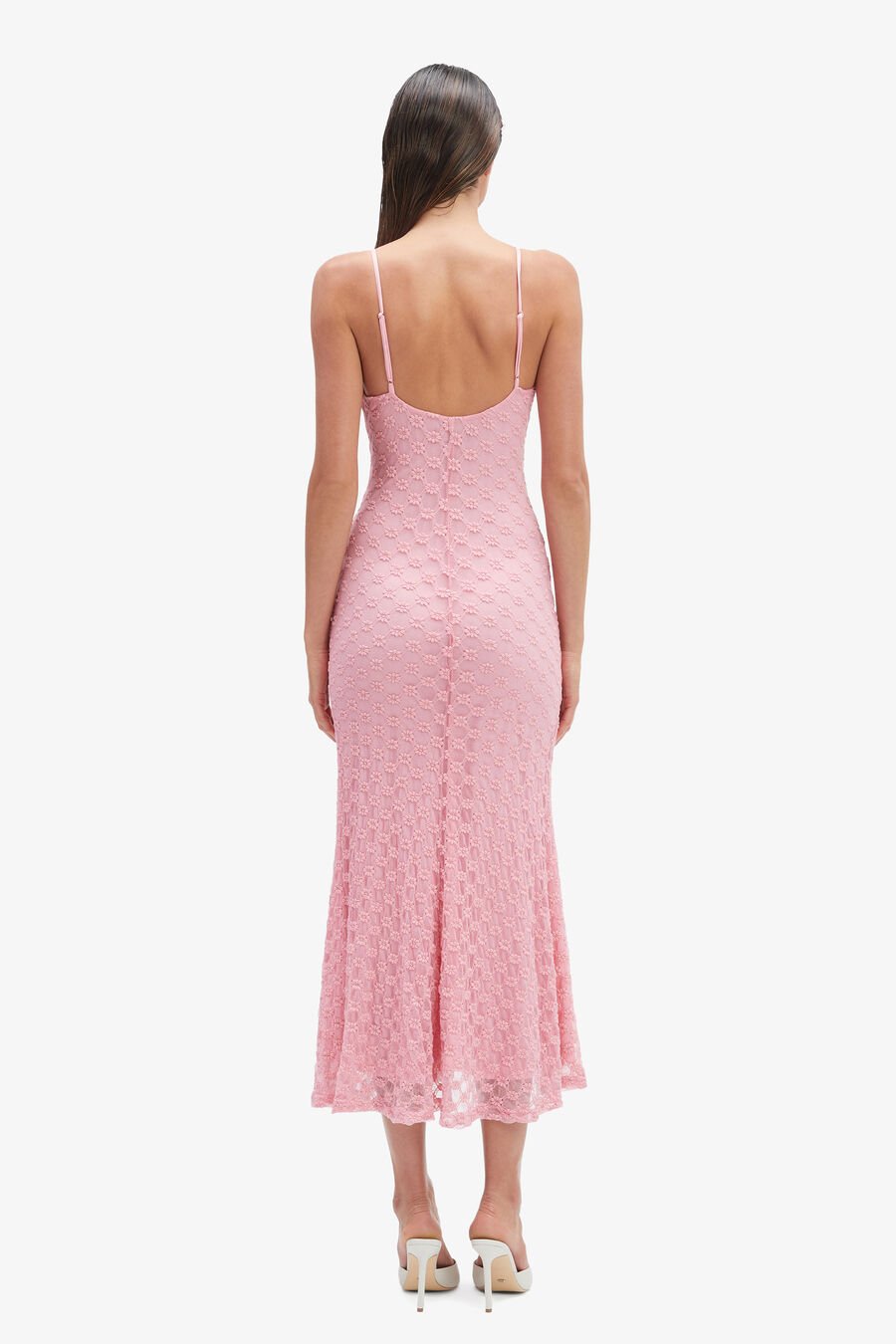 ADONI MESH MIDI DRESS in colour LILI PINK