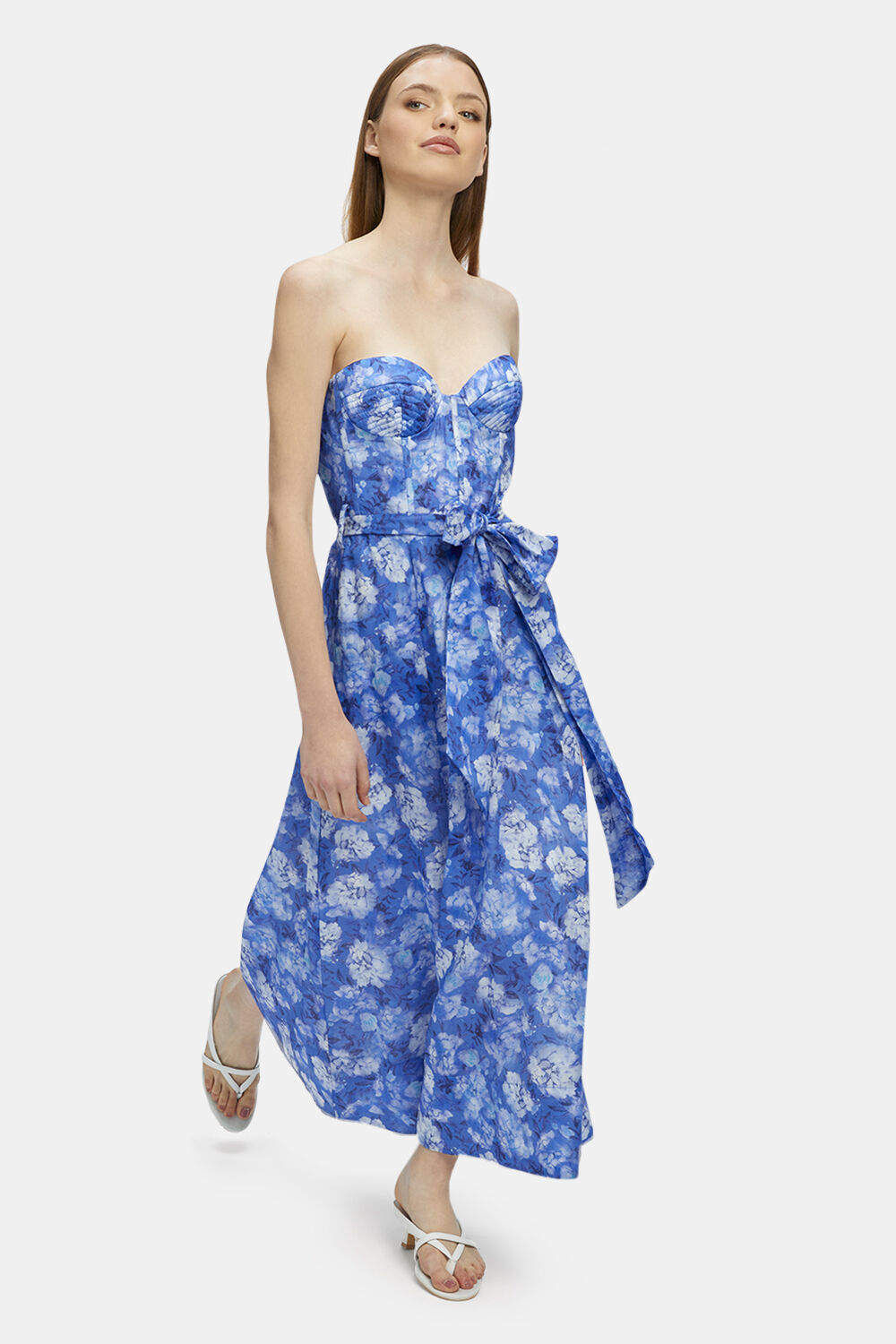 VIBRANT FLORAL MIDI DRESS in colour ROYAL BLUE