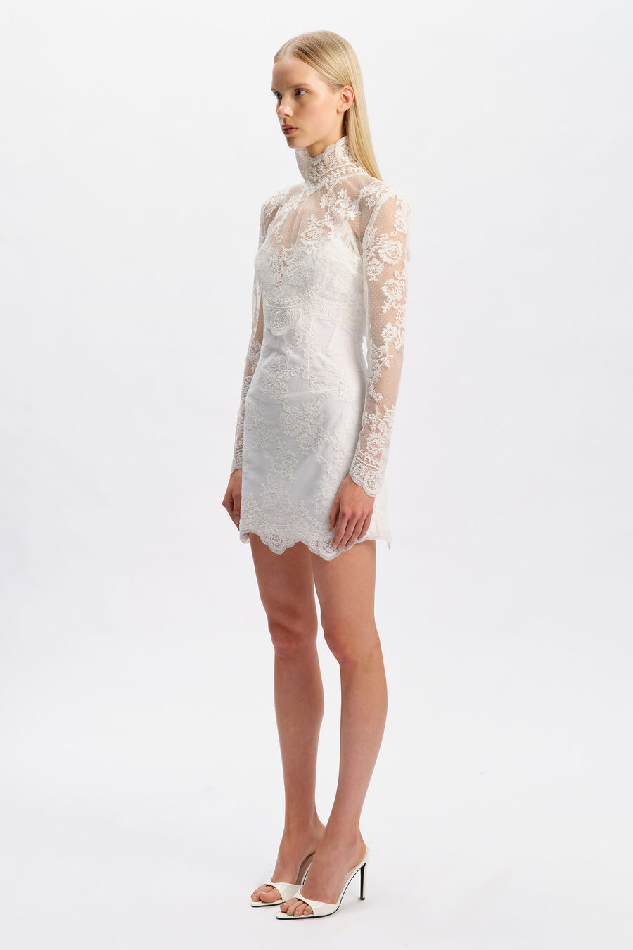 GRACE SHEER LACE TOP in colour Orchid White