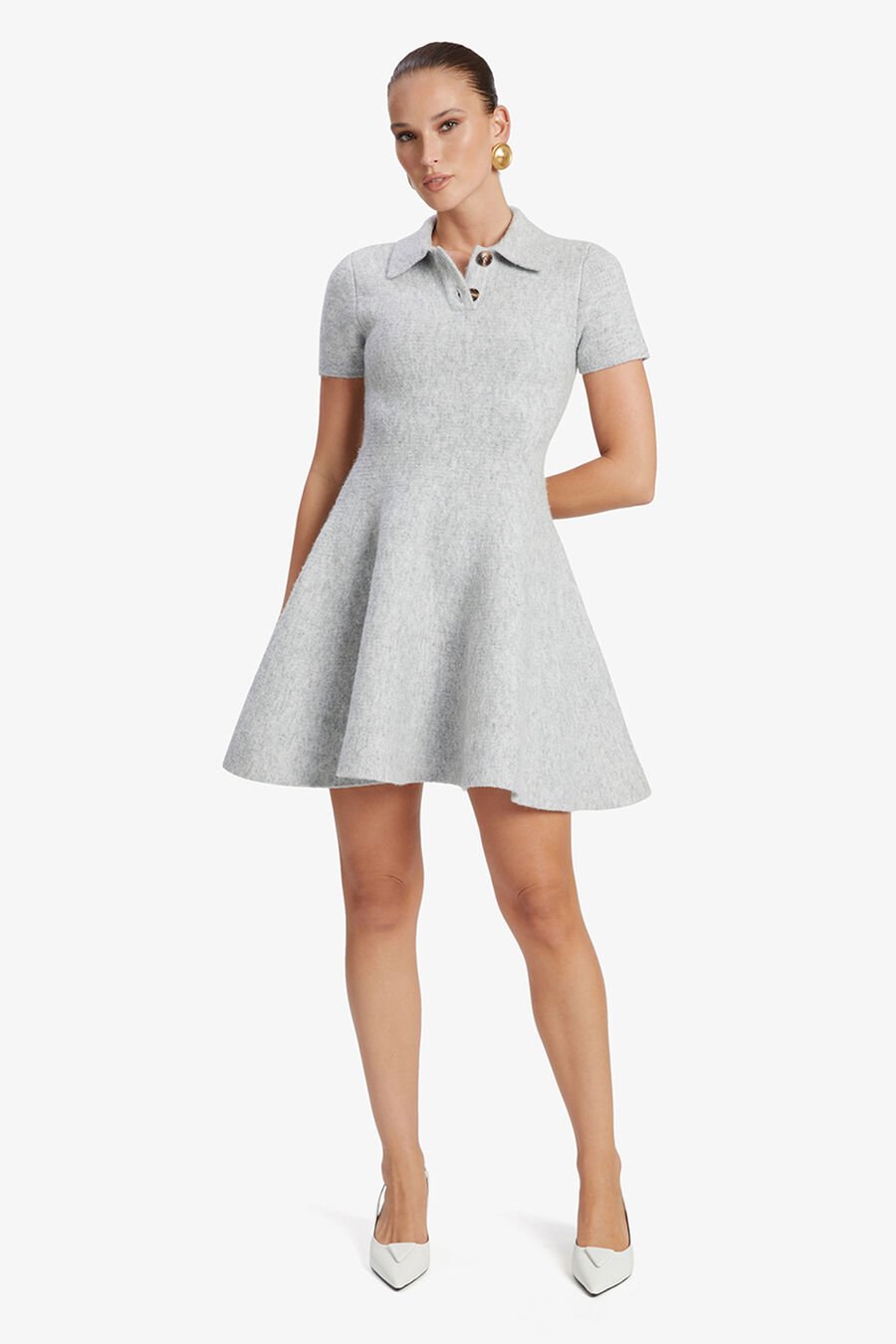 LEXTER SHORT SLEEVE KNIT DRESS in colour DOVEGREY
