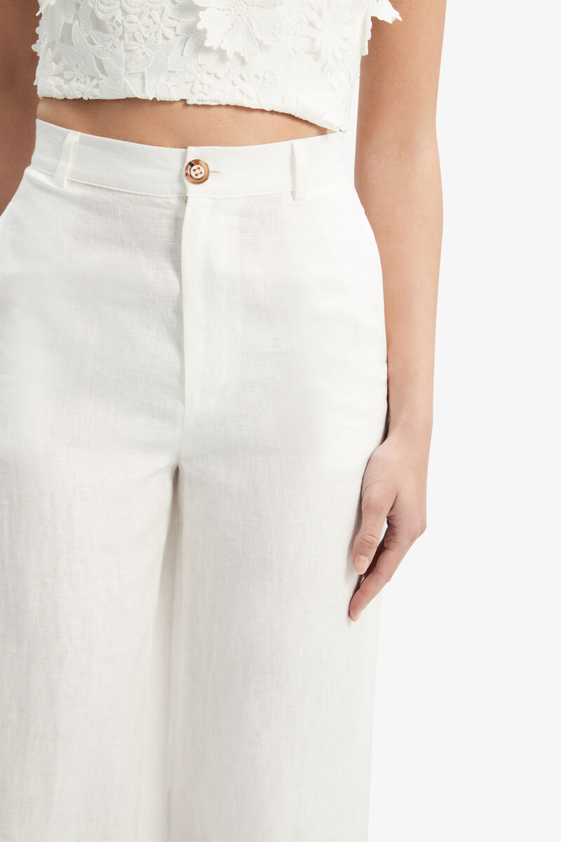 Enya Linen Pant In Ivory | Bardot