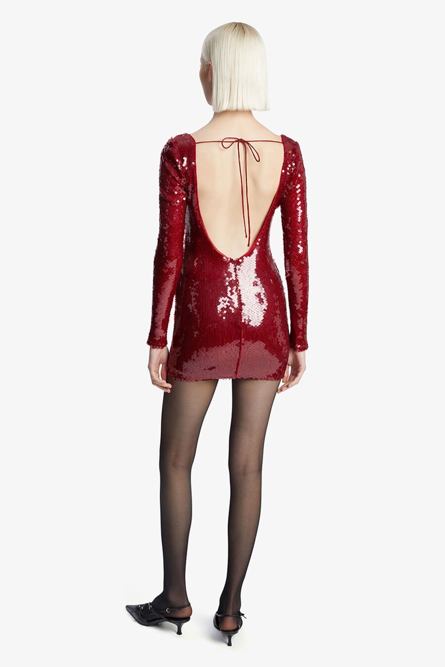 VERONA SEQUIN MINI DRESS in colour DEEP RED