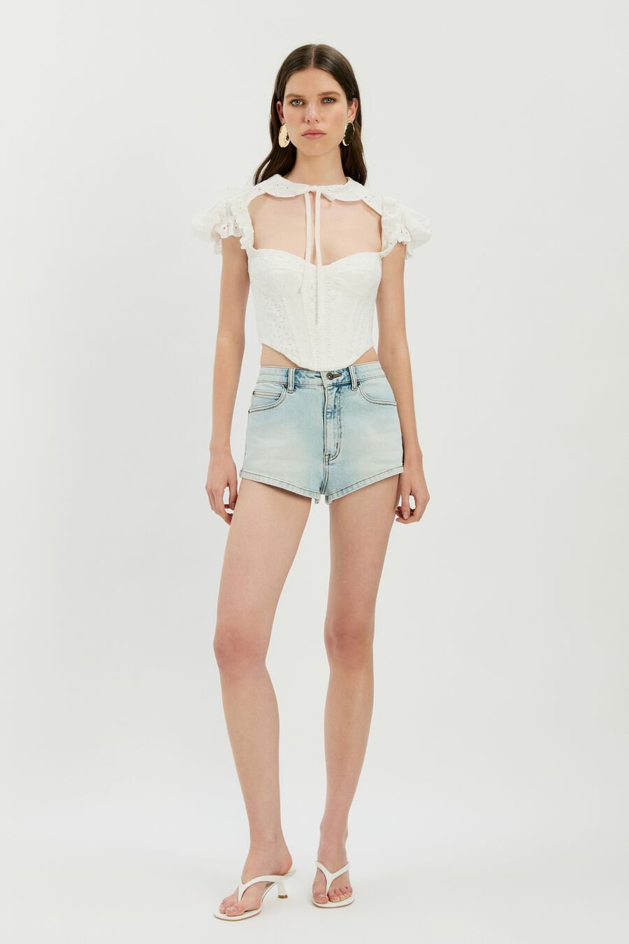 ALLINGTON BRODERIE CORSET TOP in colour Orchid White