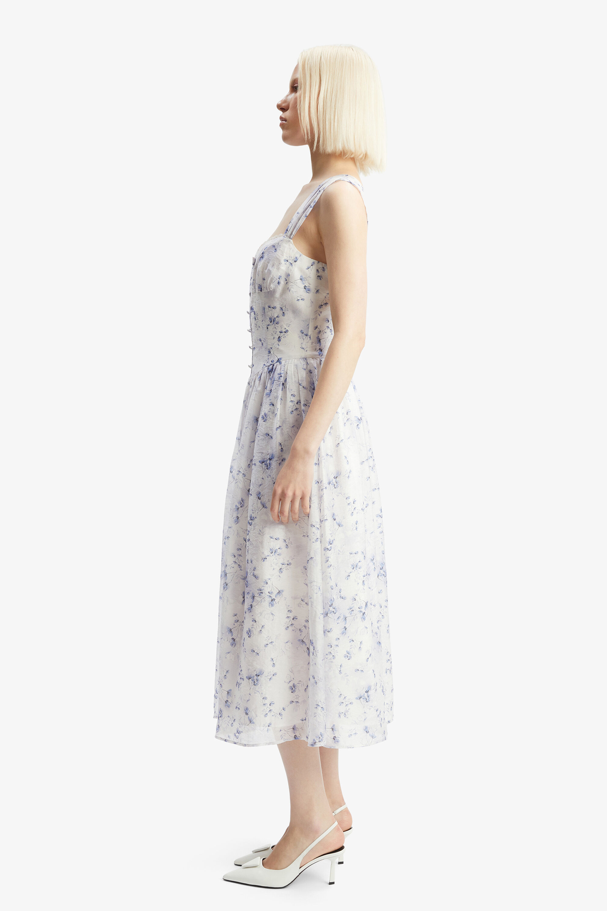 blue floral bardot dress Inflorescence | Powder BLUE Mesh Floral Bardot Maternity Maxi Dress