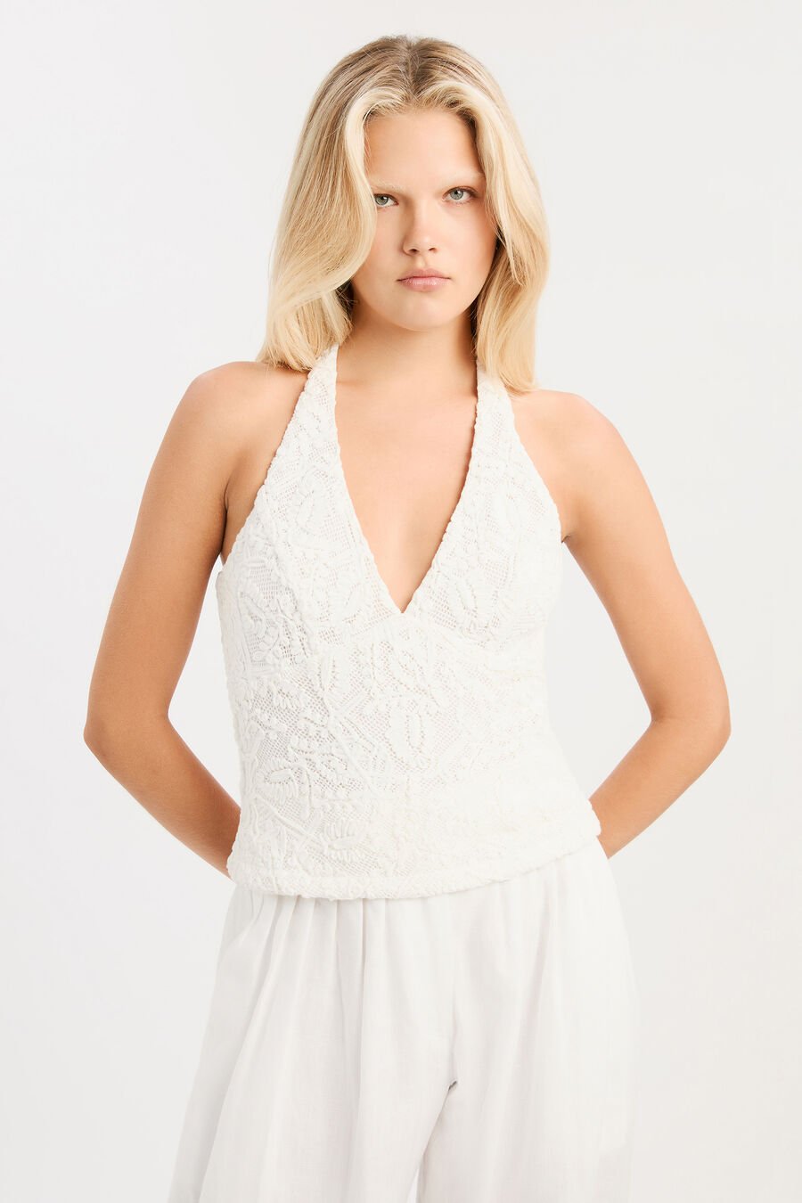 Paola Crochet Lace Halter Top