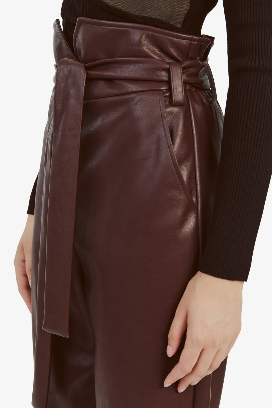 DEBBIE VEGAN LEATHER PANT in colour DEEP PLUM