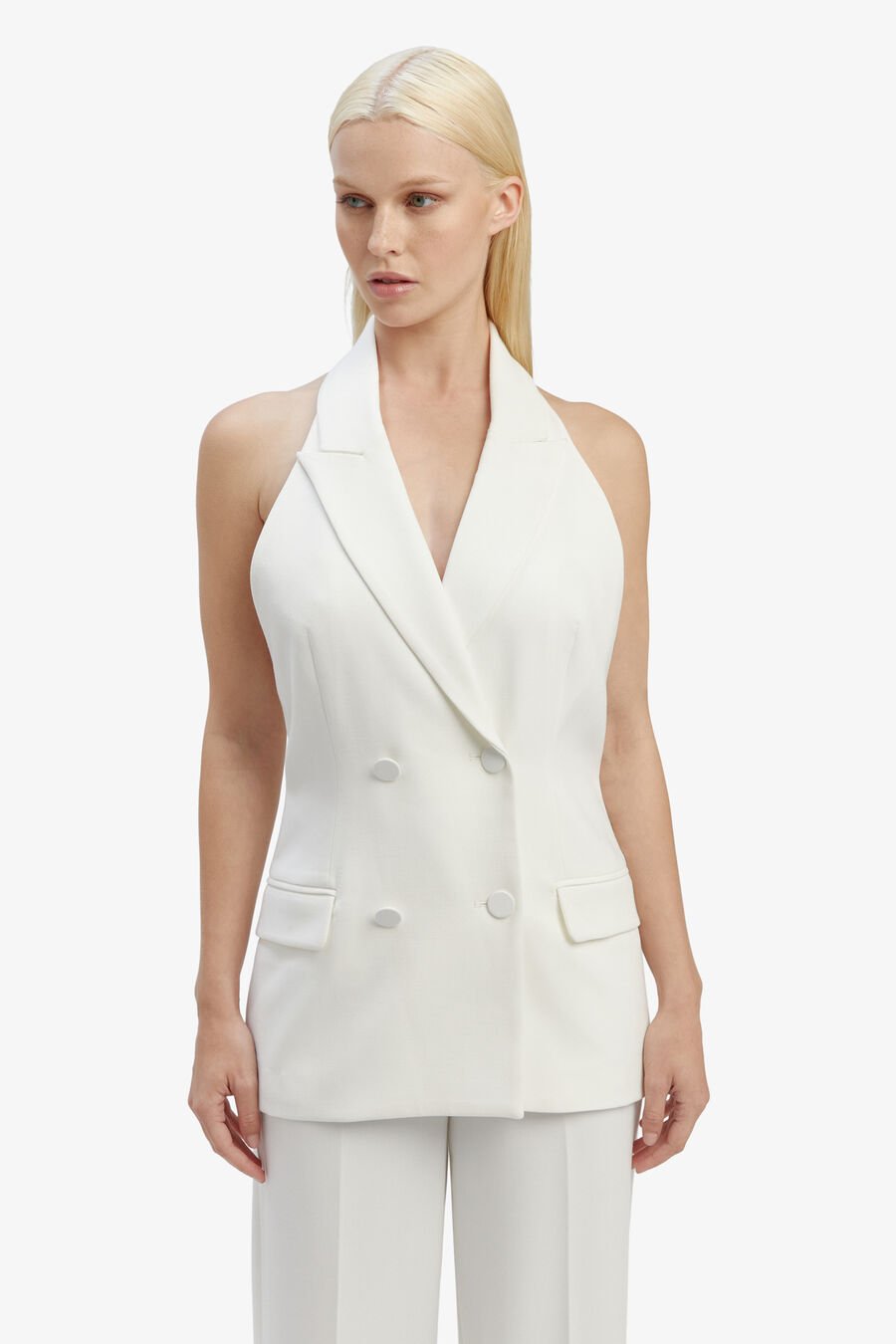 FREYA LONGLINE VEST in colour Orchid White