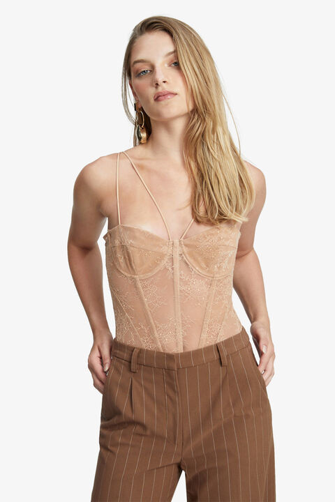 FLEUR LACE BODYSUIT in colour MOONLIGHT