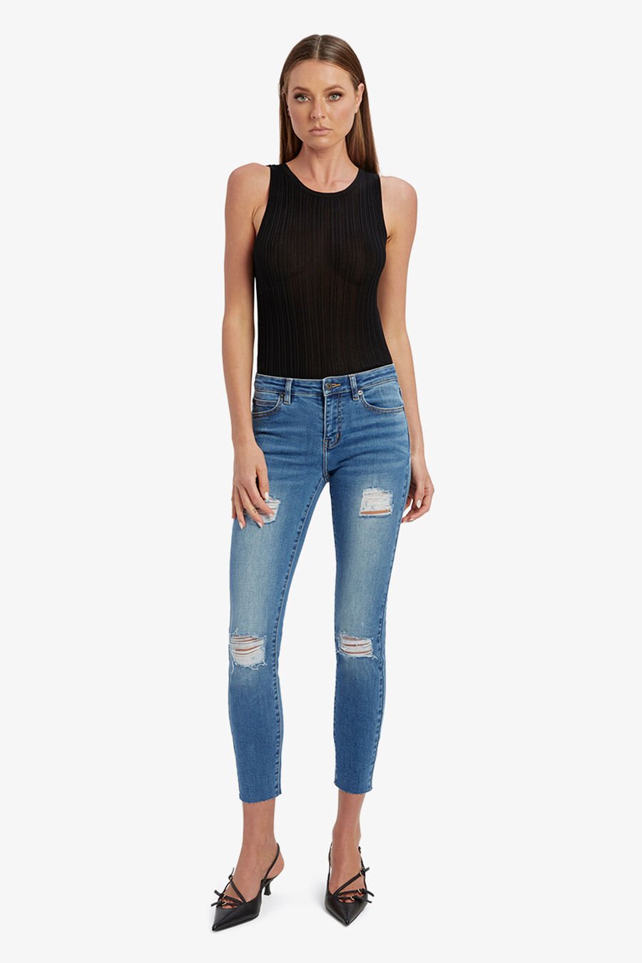 KATE TRASHED HIPSTER JEANS in colour Dark Vintage