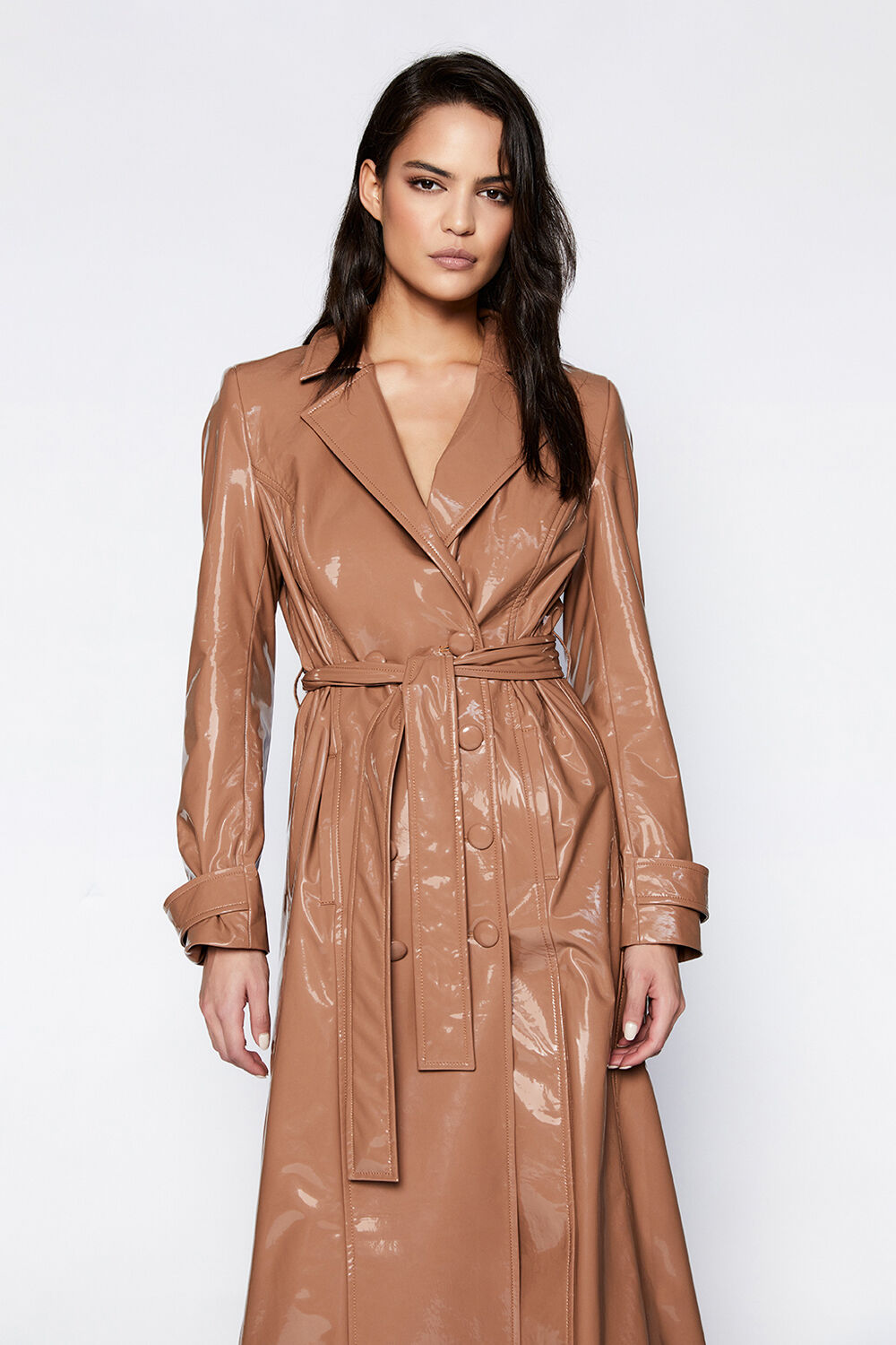 HI-SHINE TRENCH COAT in colour HONEY MUSTARD