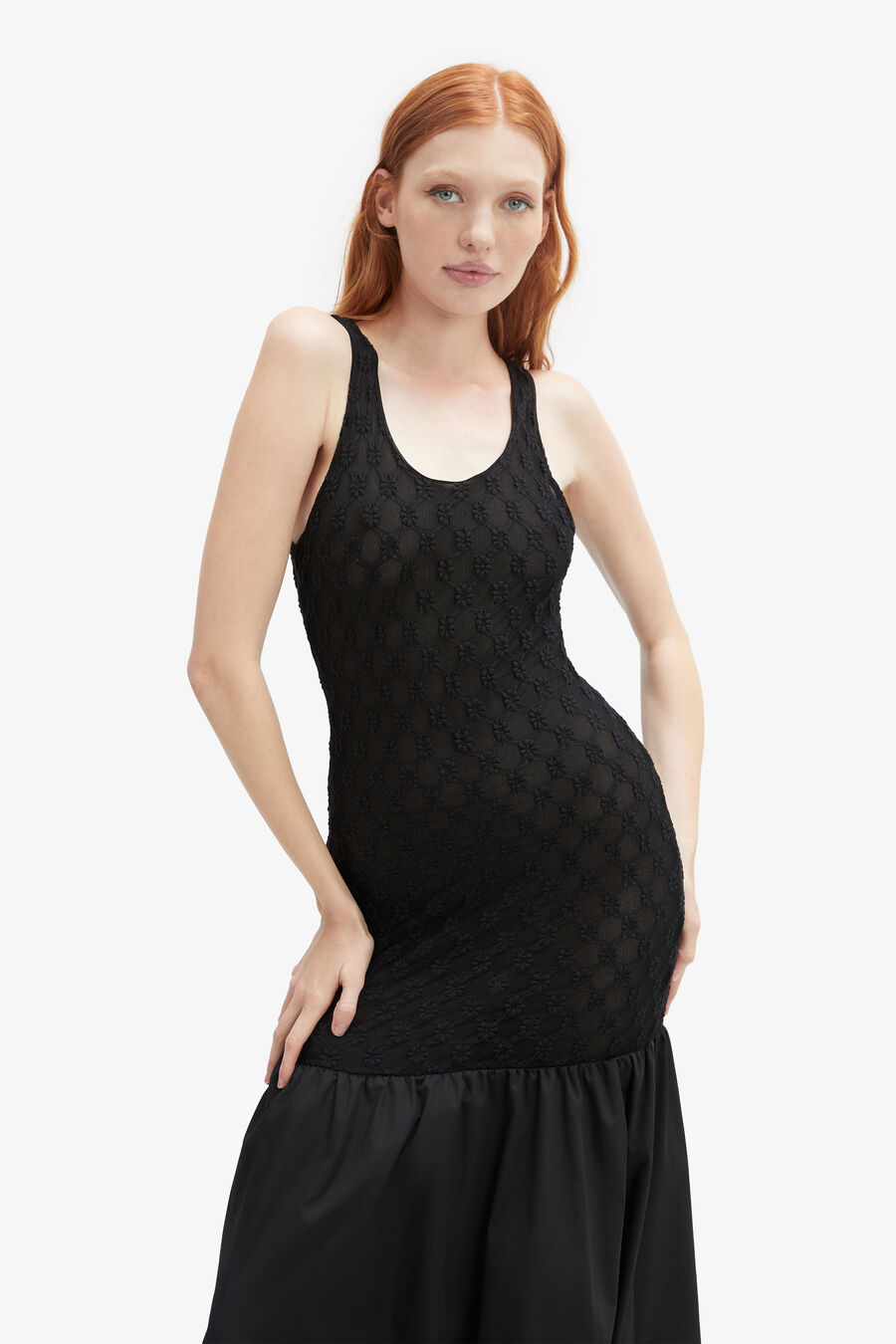 Melody Lace Poplin Maxi Dress