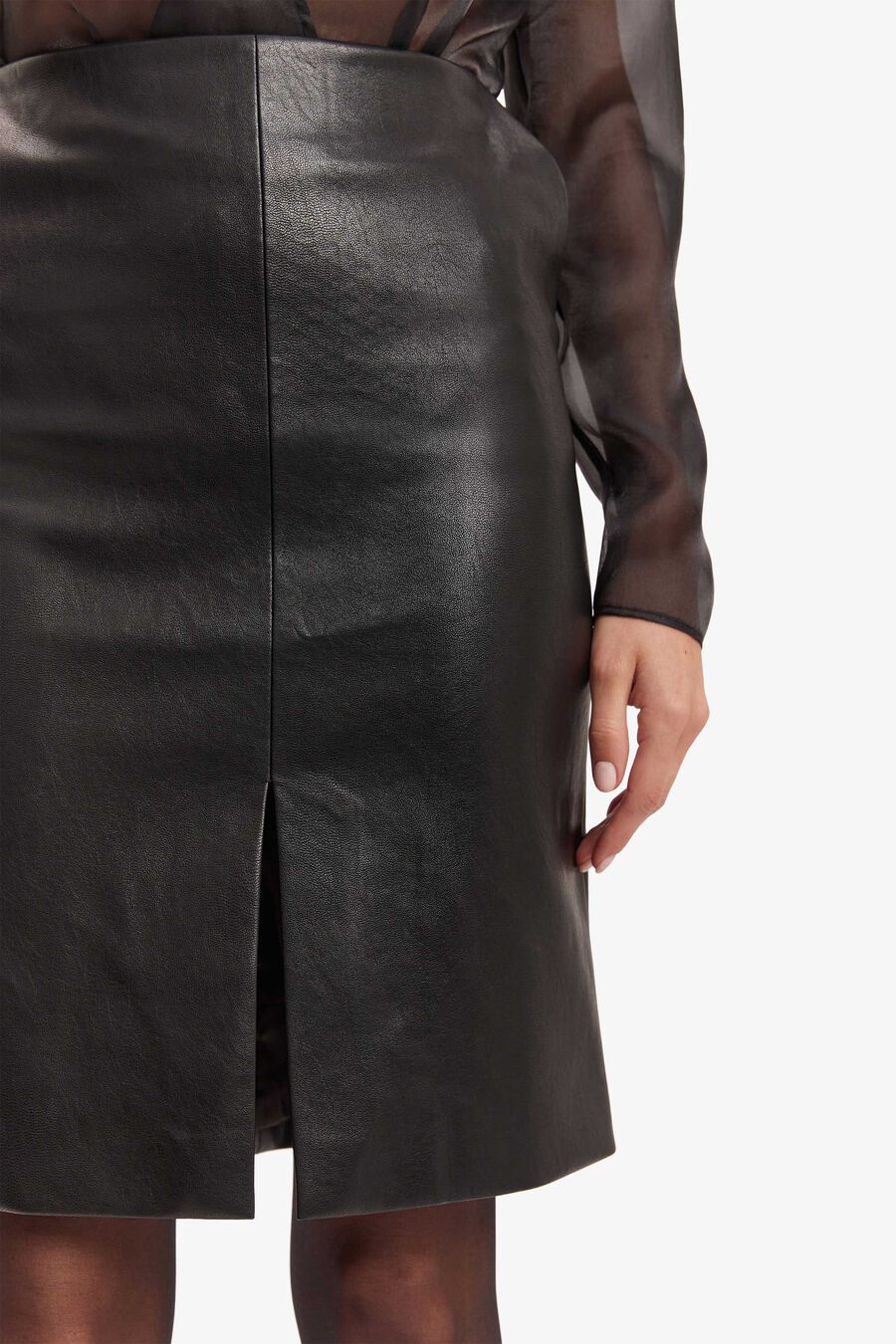 BRIAR VEGAN LEATHER MIDI SKIRT