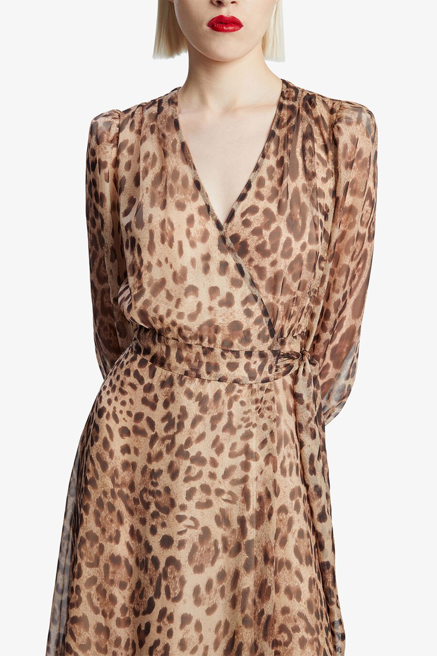 LUCIANNA MAXI WRAP DRESS in colour Brown Leopard