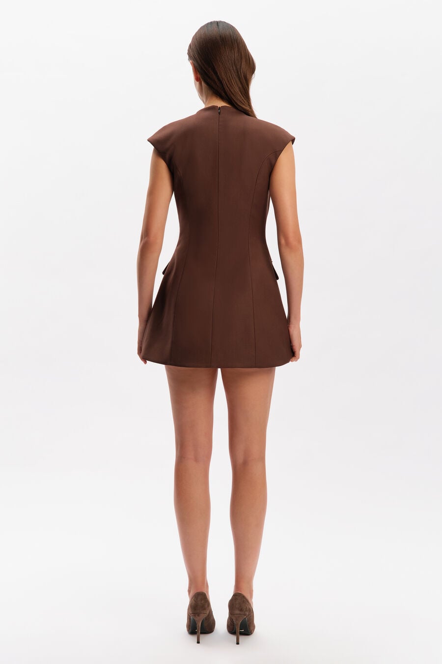 MARIKA A-LINE MINI DRESS in colour Dark Chocolate