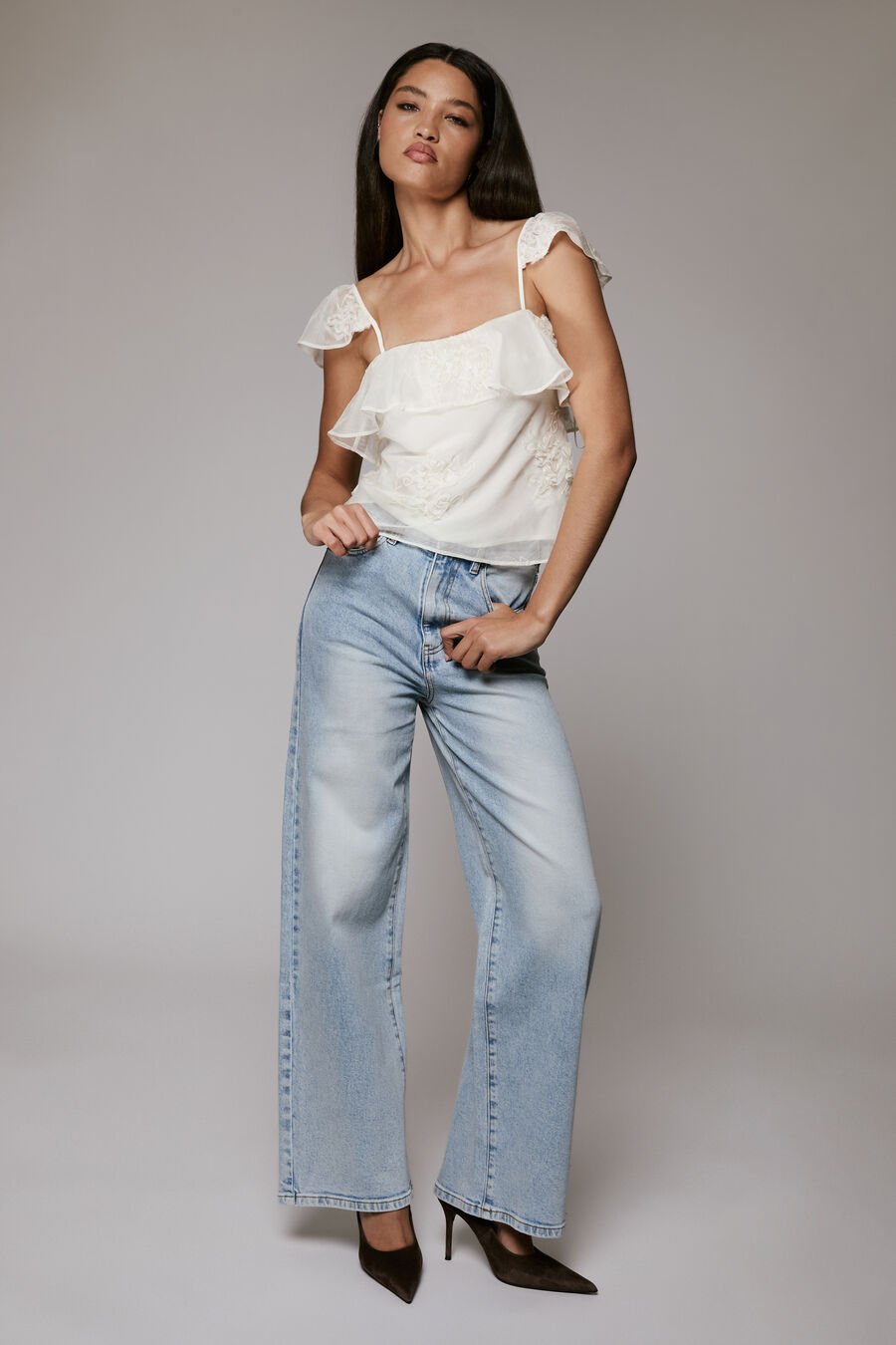 LISETTE FRILL DETAIL CAMI in colour Ivory