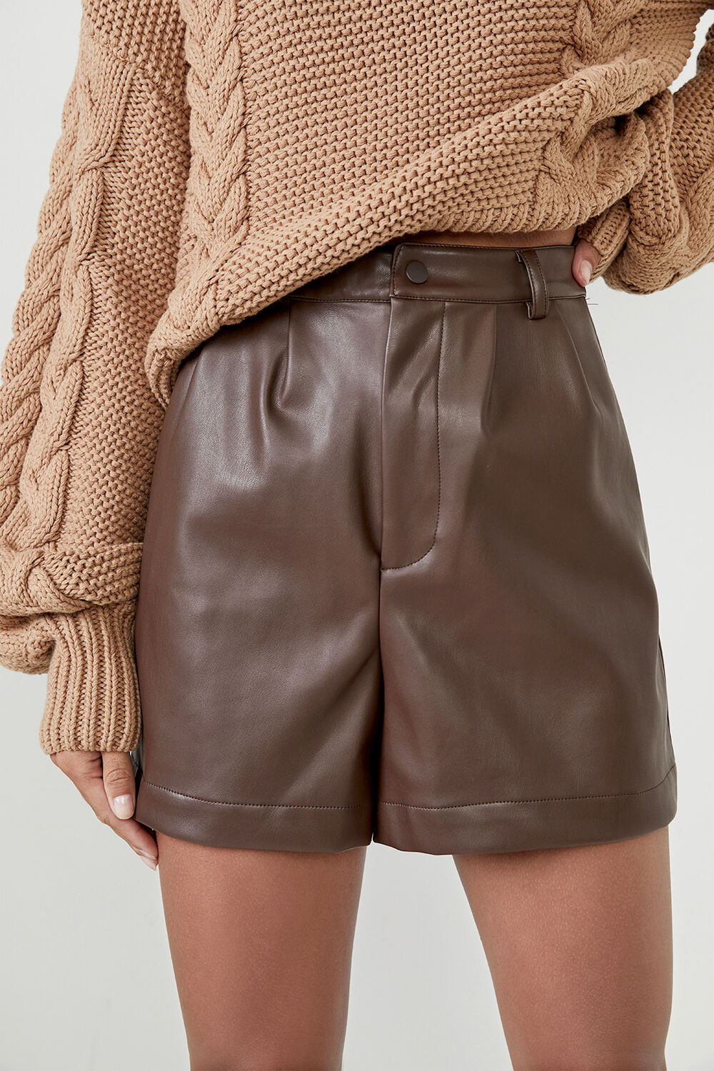 Leather sale shorts bardot