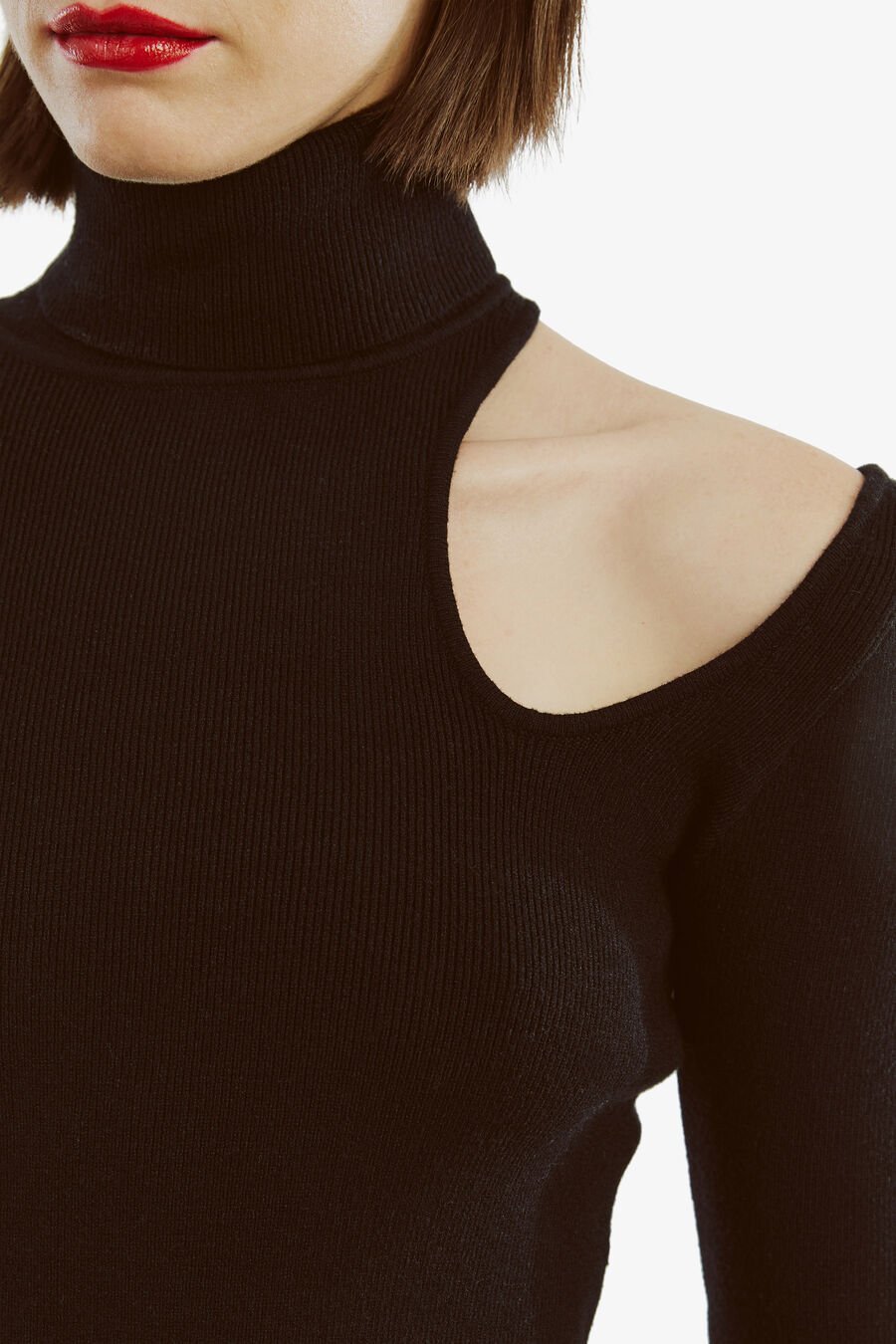 OLESA ASYMMETRIC KNIT TOP in colour BLACK