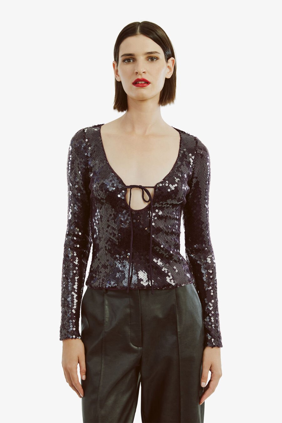 VERONA SEQUIN TOP in colour PURPLE
