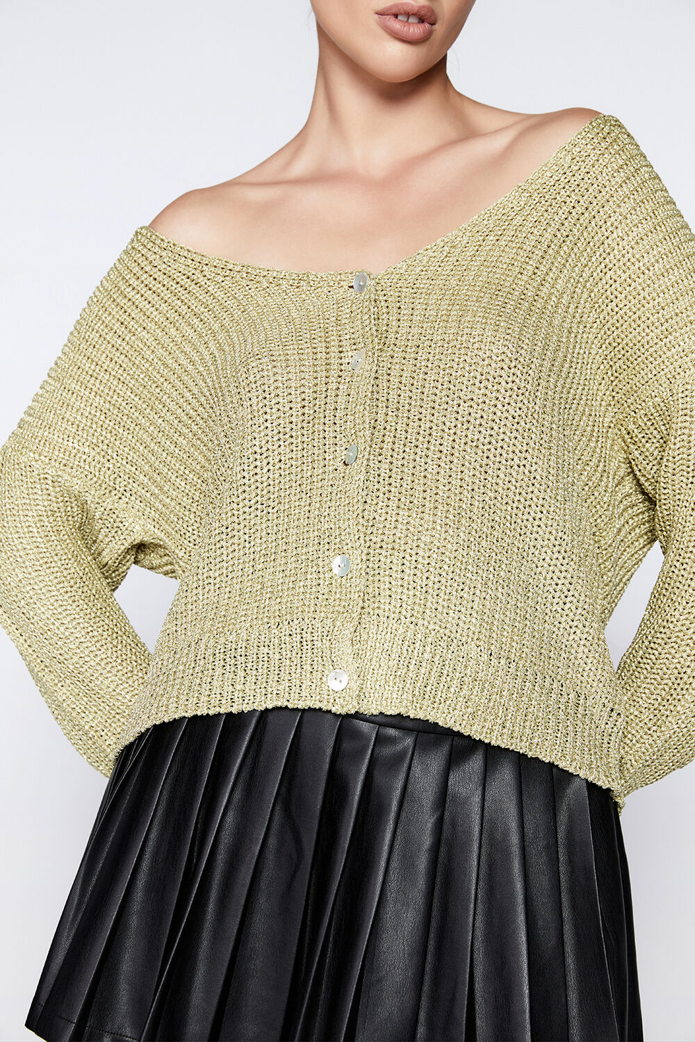 LUREX KNIT CARDI in colour GOLD EARTH