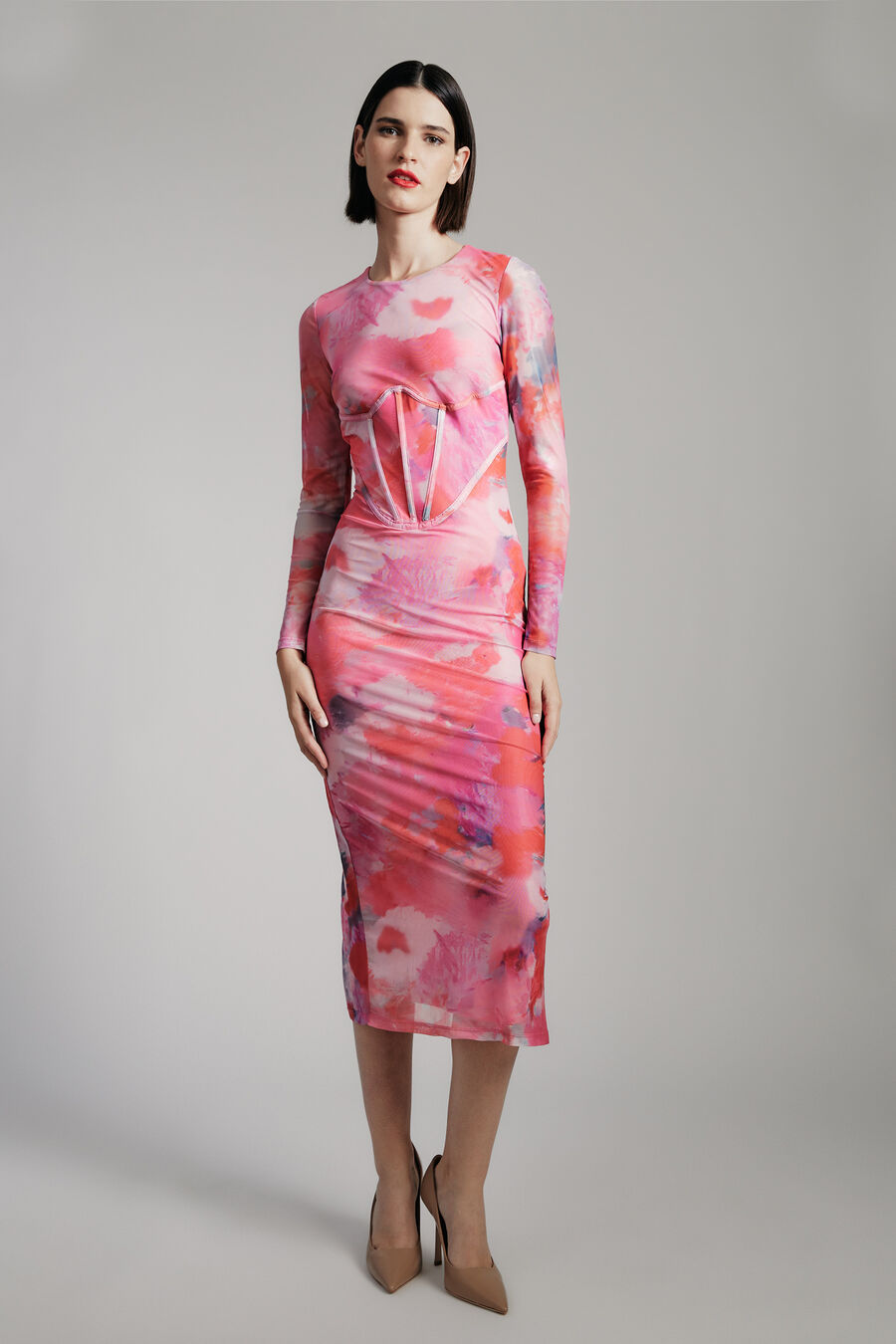 bardot lena mesh dress Bardot Lena Mesh Midi Dress worn by Emma Hernan as seen in Selling Sunset (S07E01)