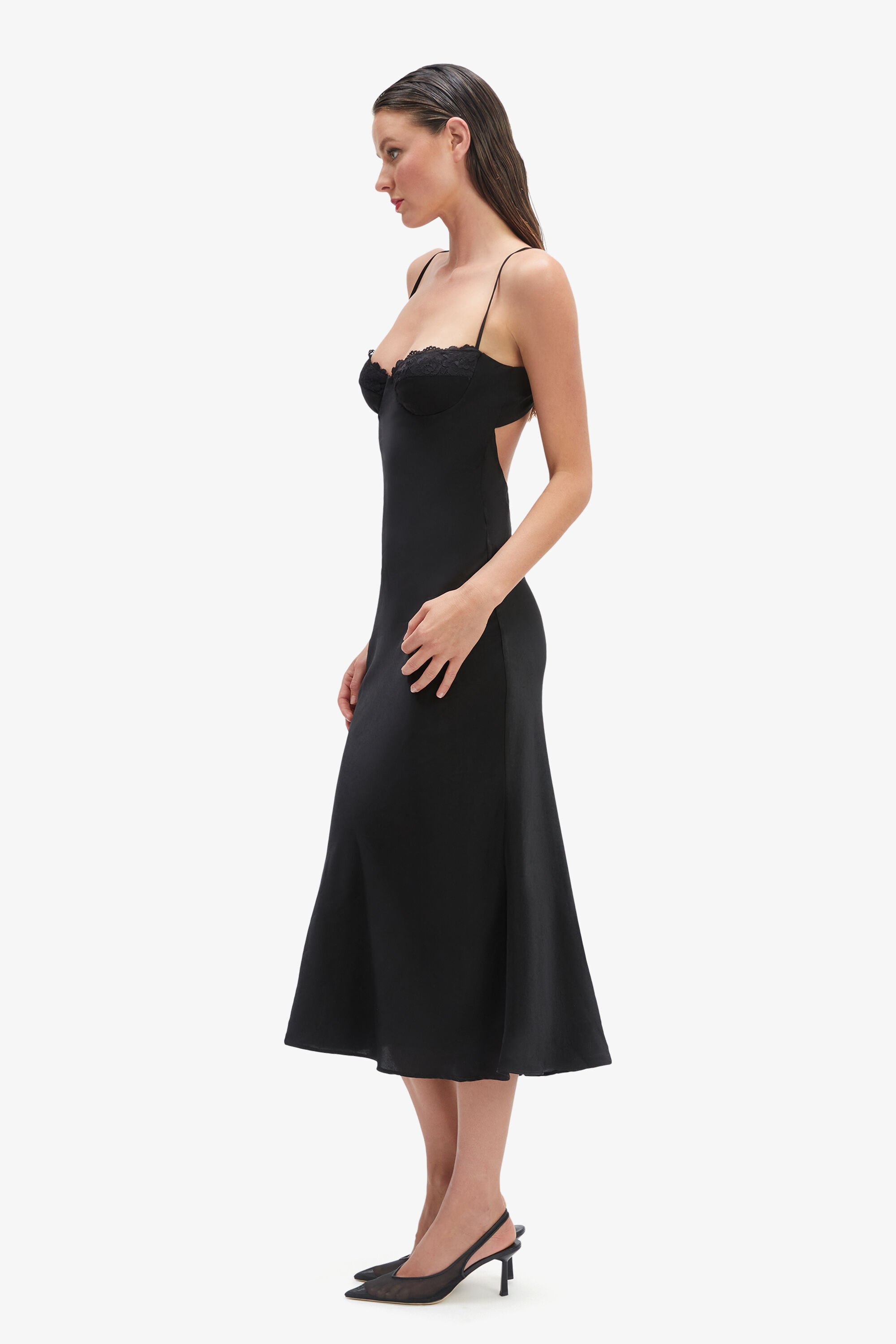 Sabina Midi Dress In Black Bardot