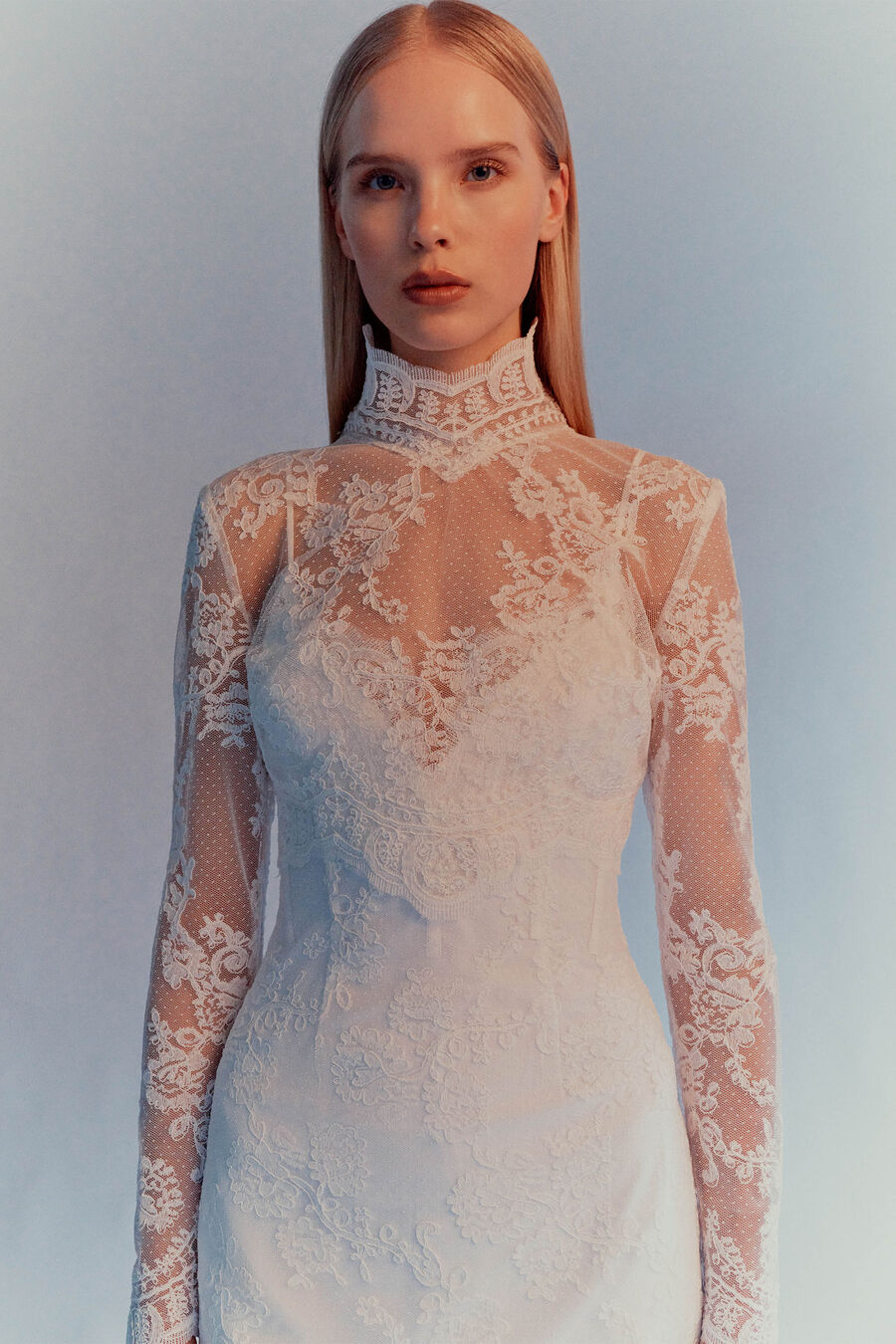 GRACE SHEER LACE TOP in colour Orchid White