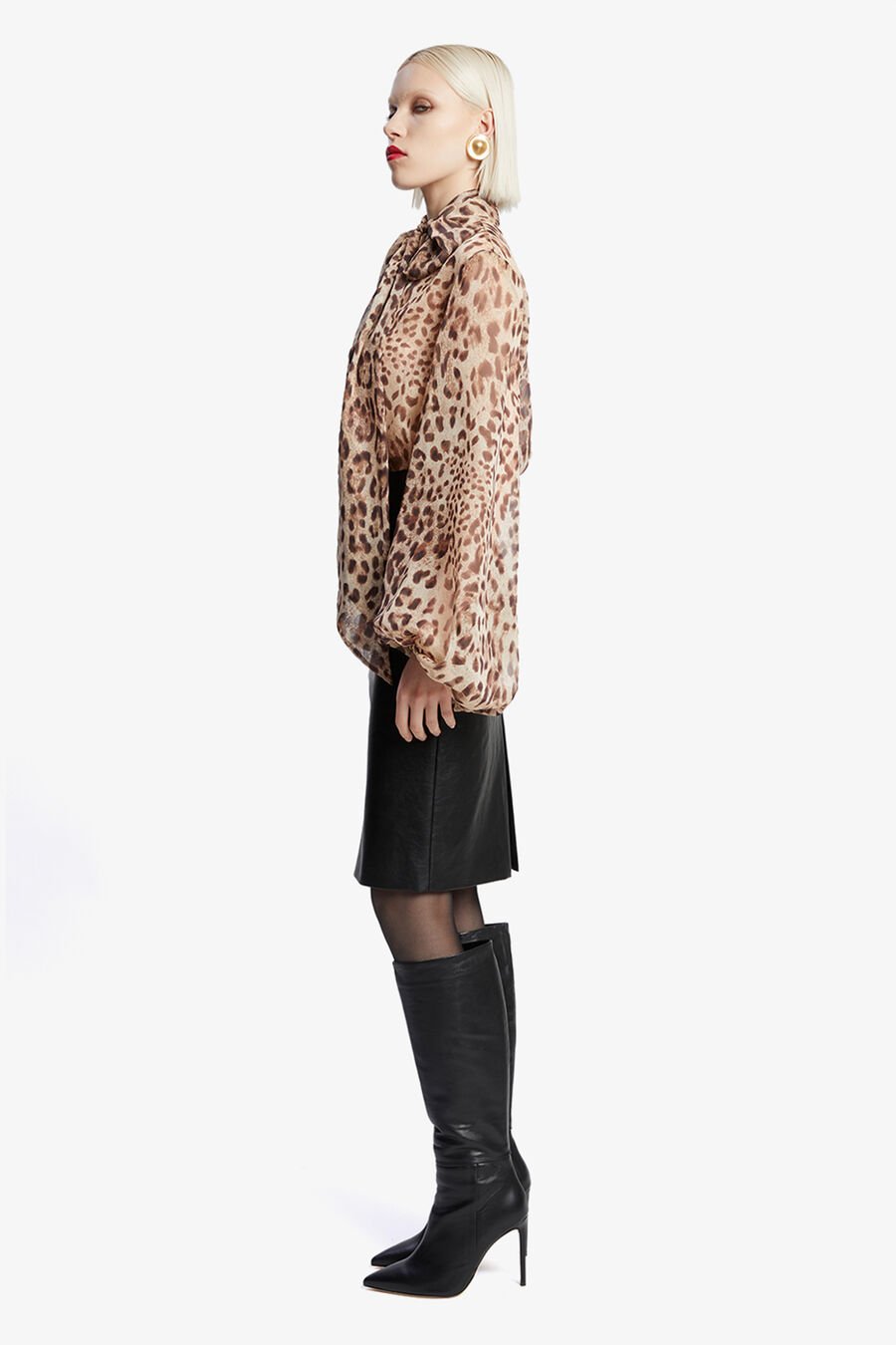 SOLACE TIE FRONT BLOUSE in colour Brown Leopard