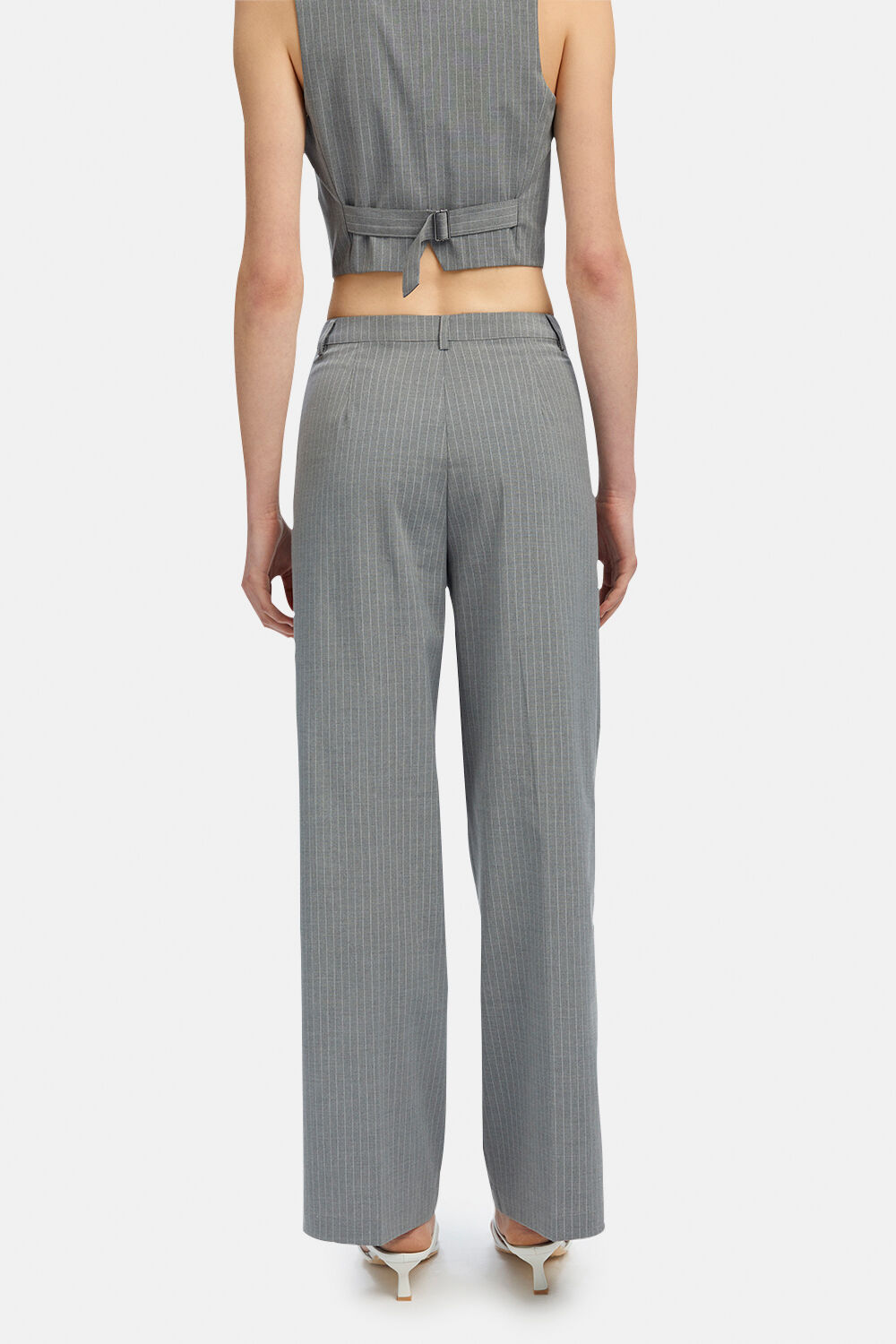 CALLISTA PIN STRIPE PANT in colour FROST GRAY