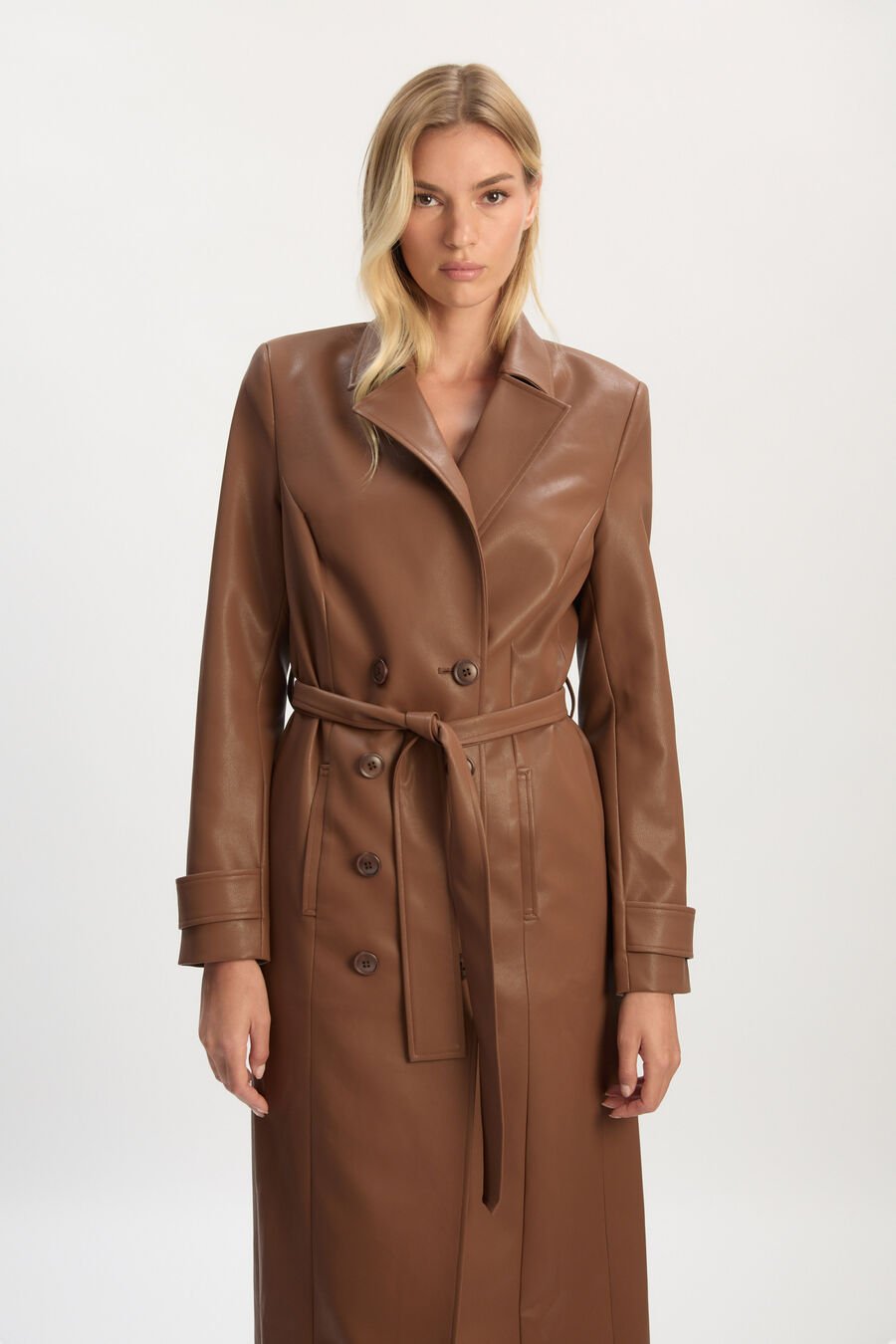 Vegan Leather Longline Coat