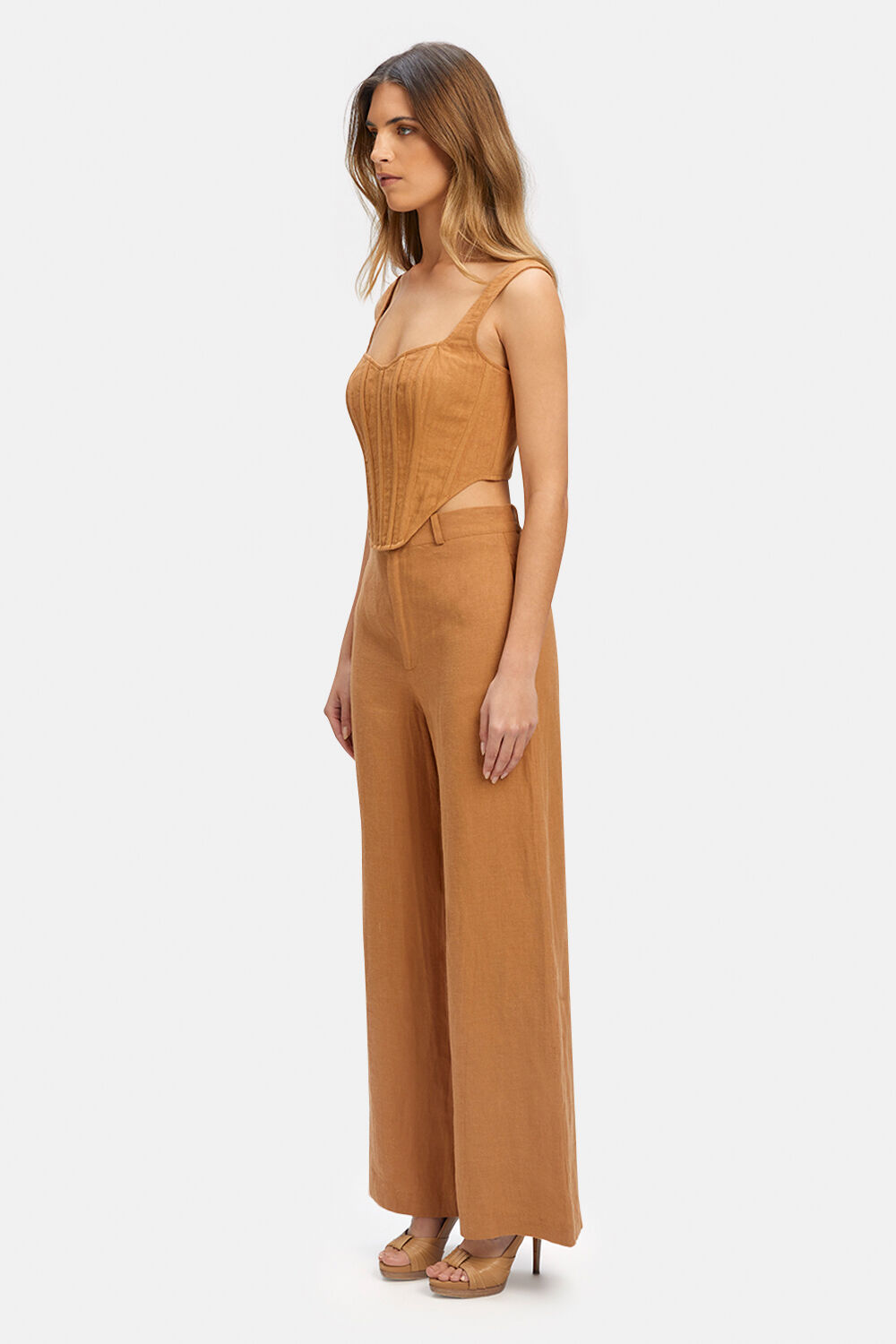 LINEN CORSET BUSTIER in colour HONEY MUSTARD