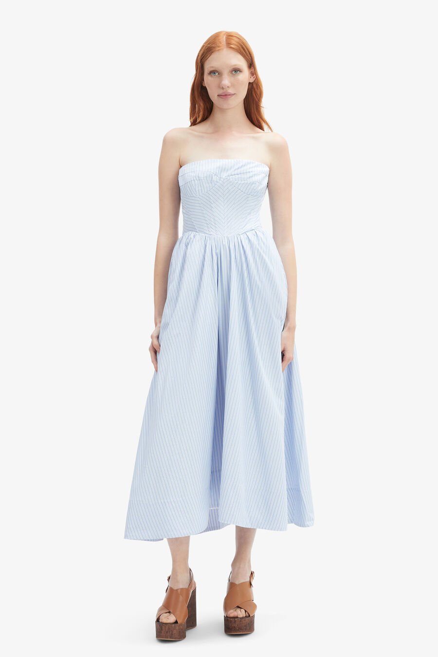 Lola Corset Stripe Midi Dress