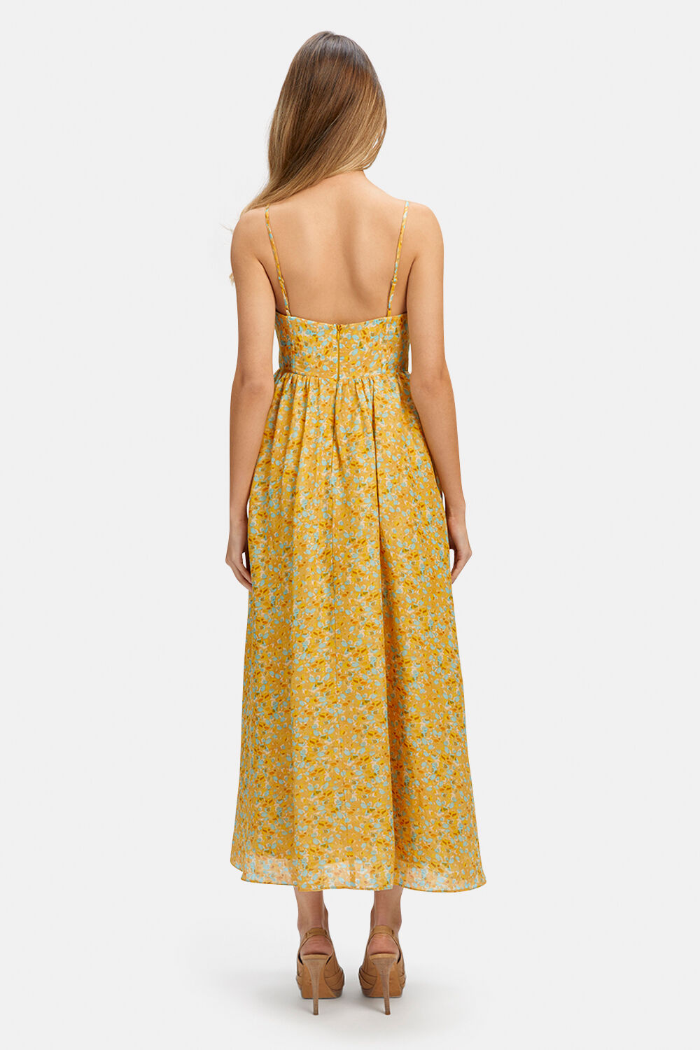 MILIKA PRINTED MIDI DRESS in colour CAVIAR