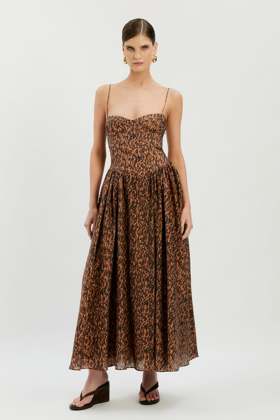 ESTIE PRINTED MAXI DRESS in colour Brown Leopard