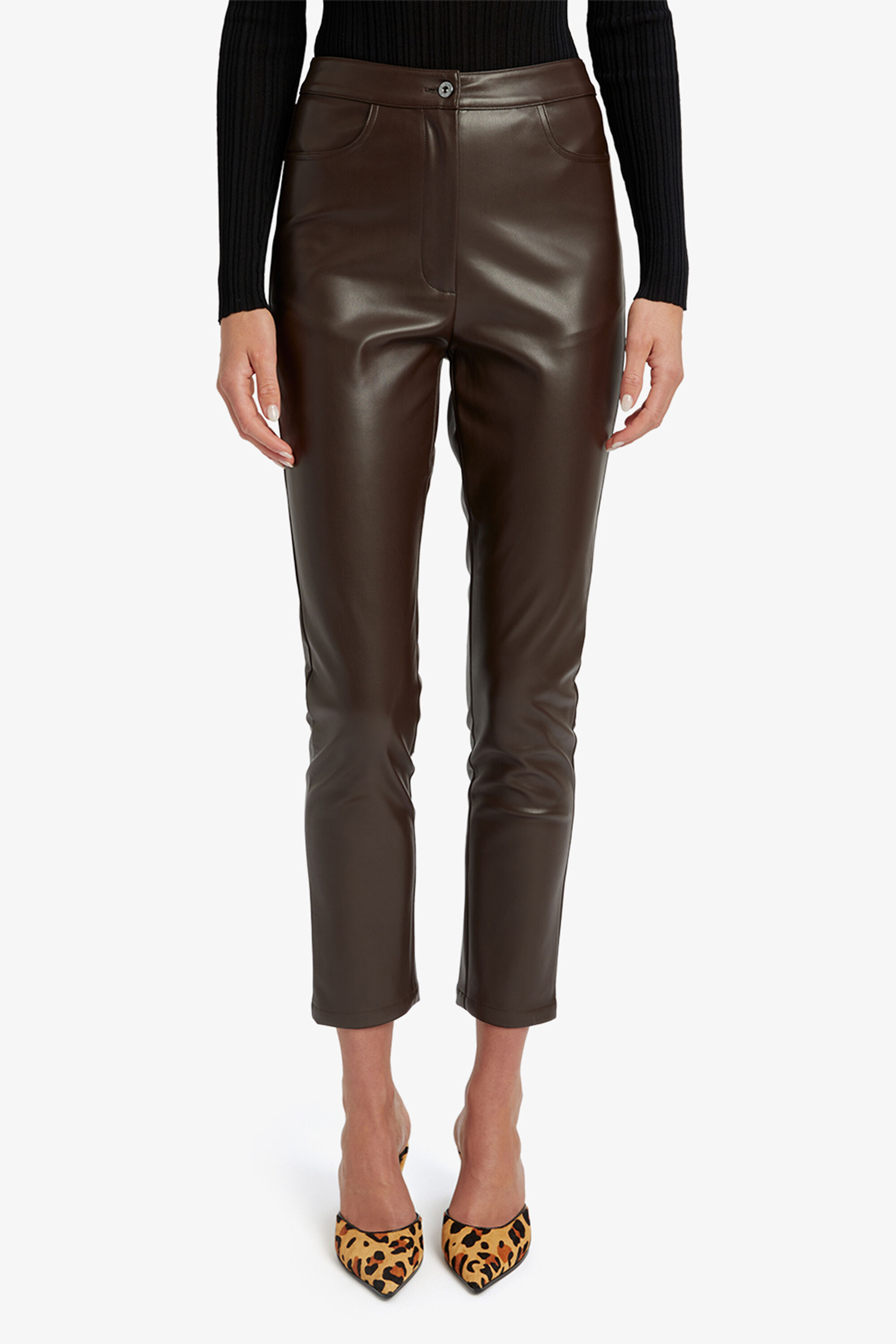Chocolate leather pants top