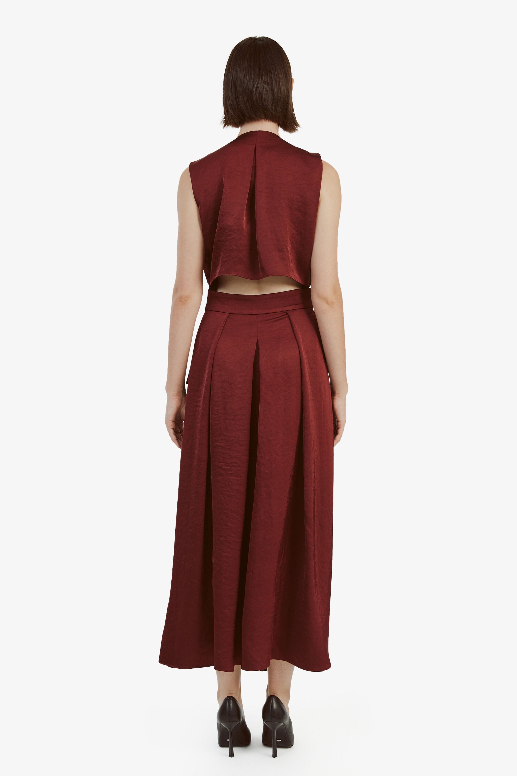 Lanza Midi Dress In Burgundy | Bardot