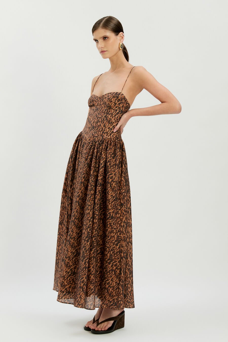 ESTIE PRINTED MAXI DRESS in colour Brown Leopard