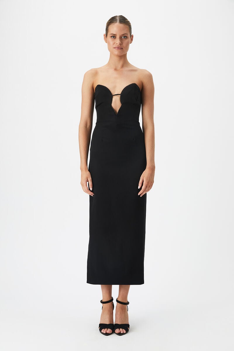Lilah Midi Dress In Black | Bardot